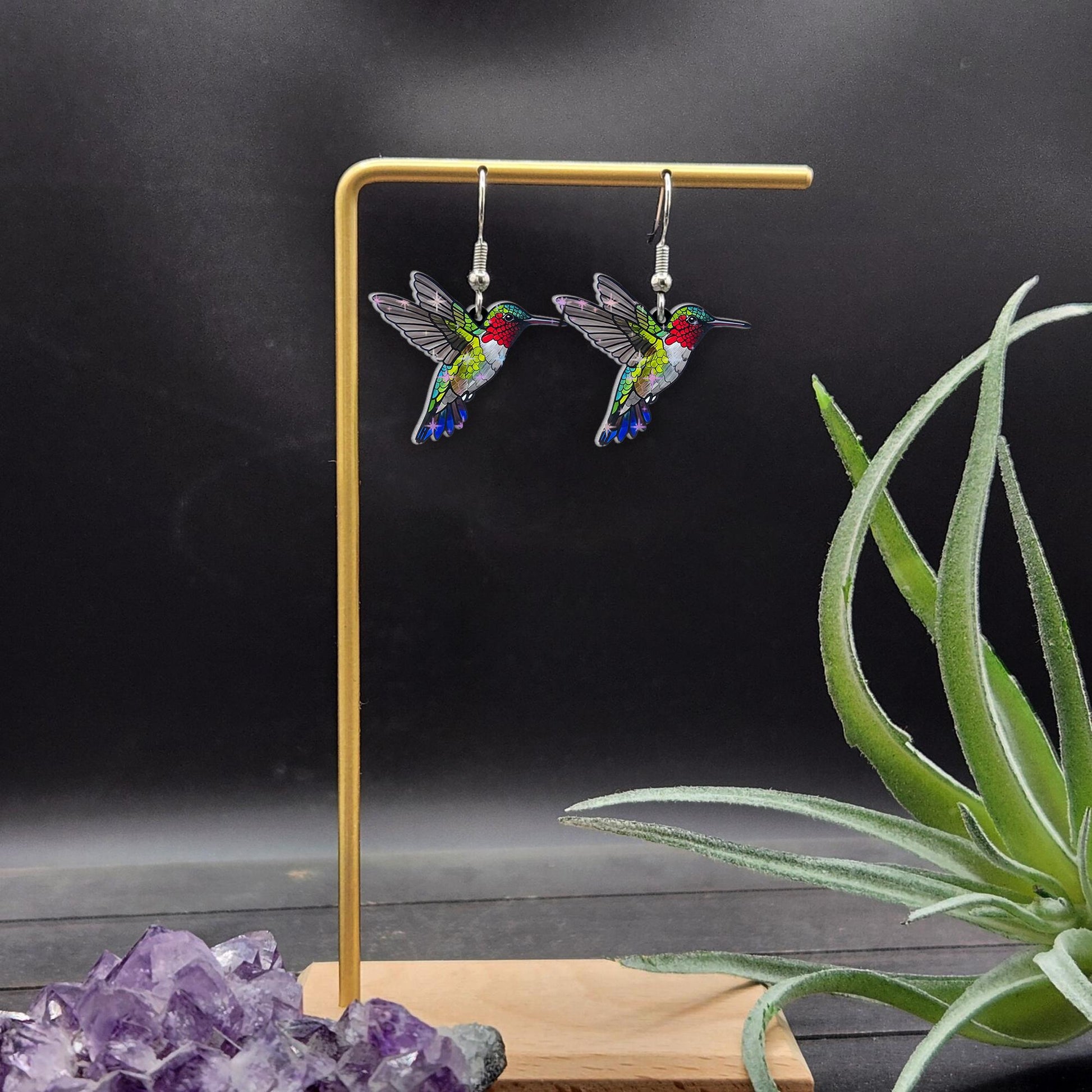 Hummingbird Earrings, Nature-Inspired Jewelry, Boho Dangle Earrings, Bird Lover Gift, Nature Earrings, Cottage Core Gift For Her