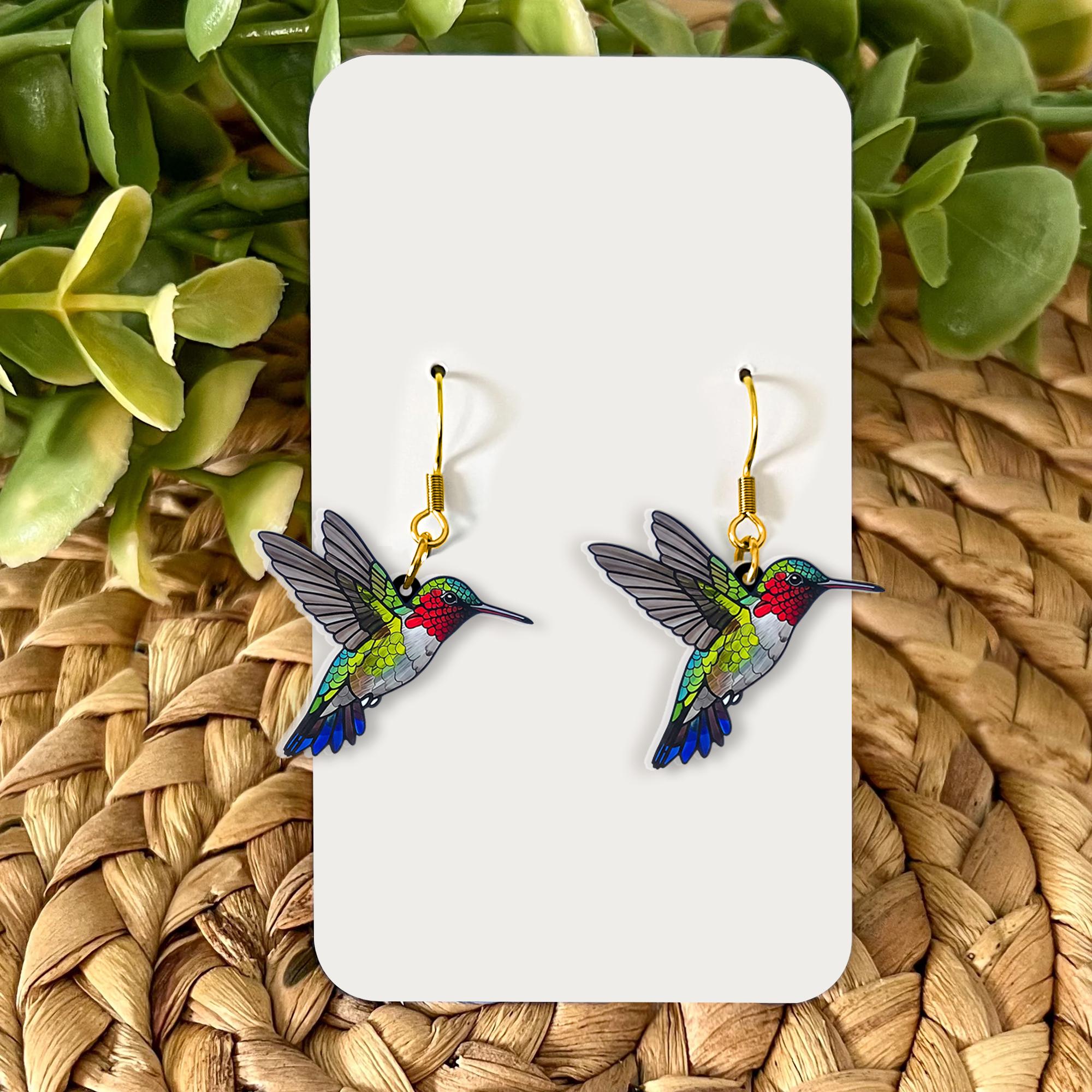 Hummingbird Earrings, Nature-Inspired Jewelry, Boho Dangle Earrings, Bird Lover Gift, Nature Earrings, Cottage Core Gift For Her