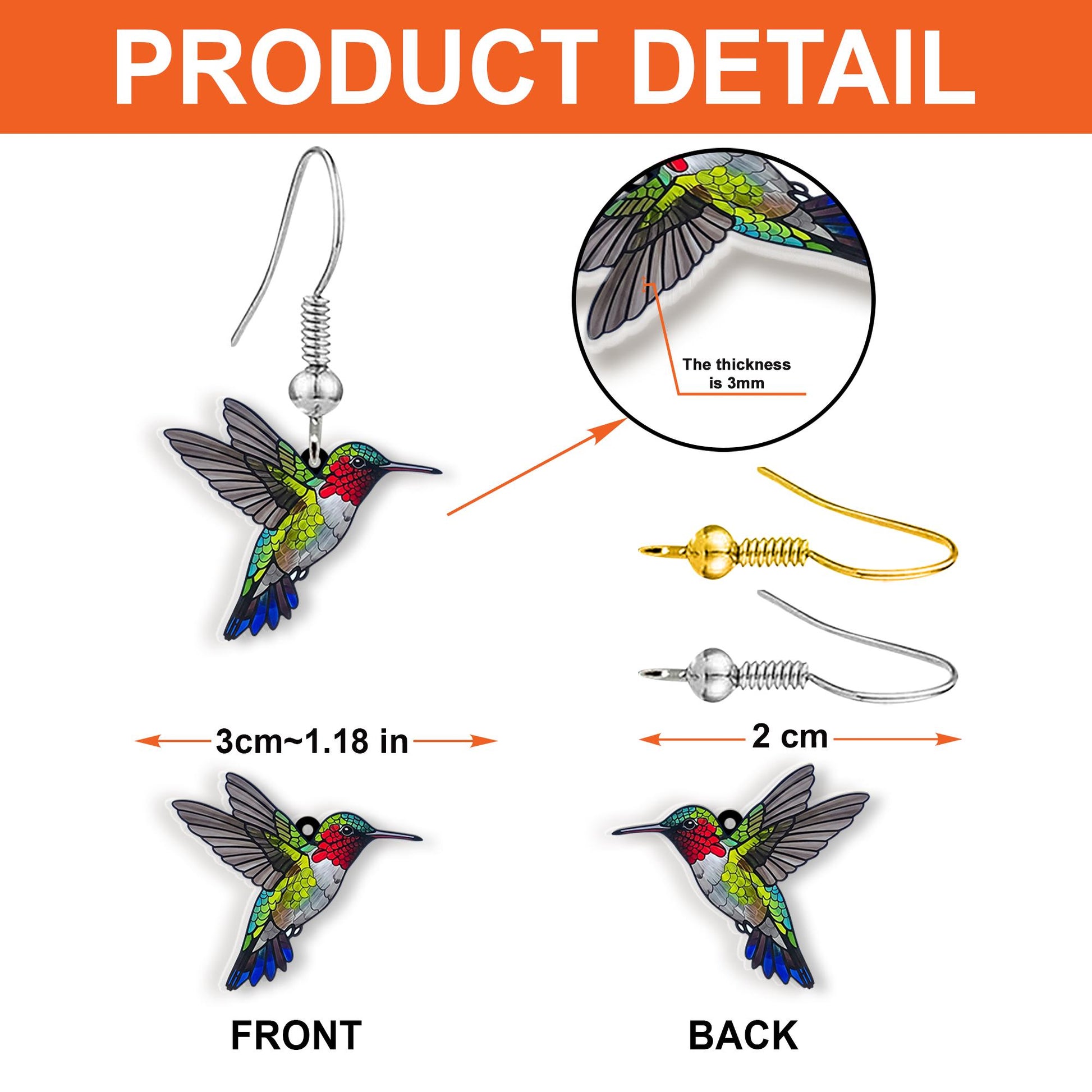 Hummingbird Earrings, Nature-Inspired Jewelry, Boho Dangle Earrings, Bird Lover Gift, Nature Earrings, Cottage Core Gift For Her