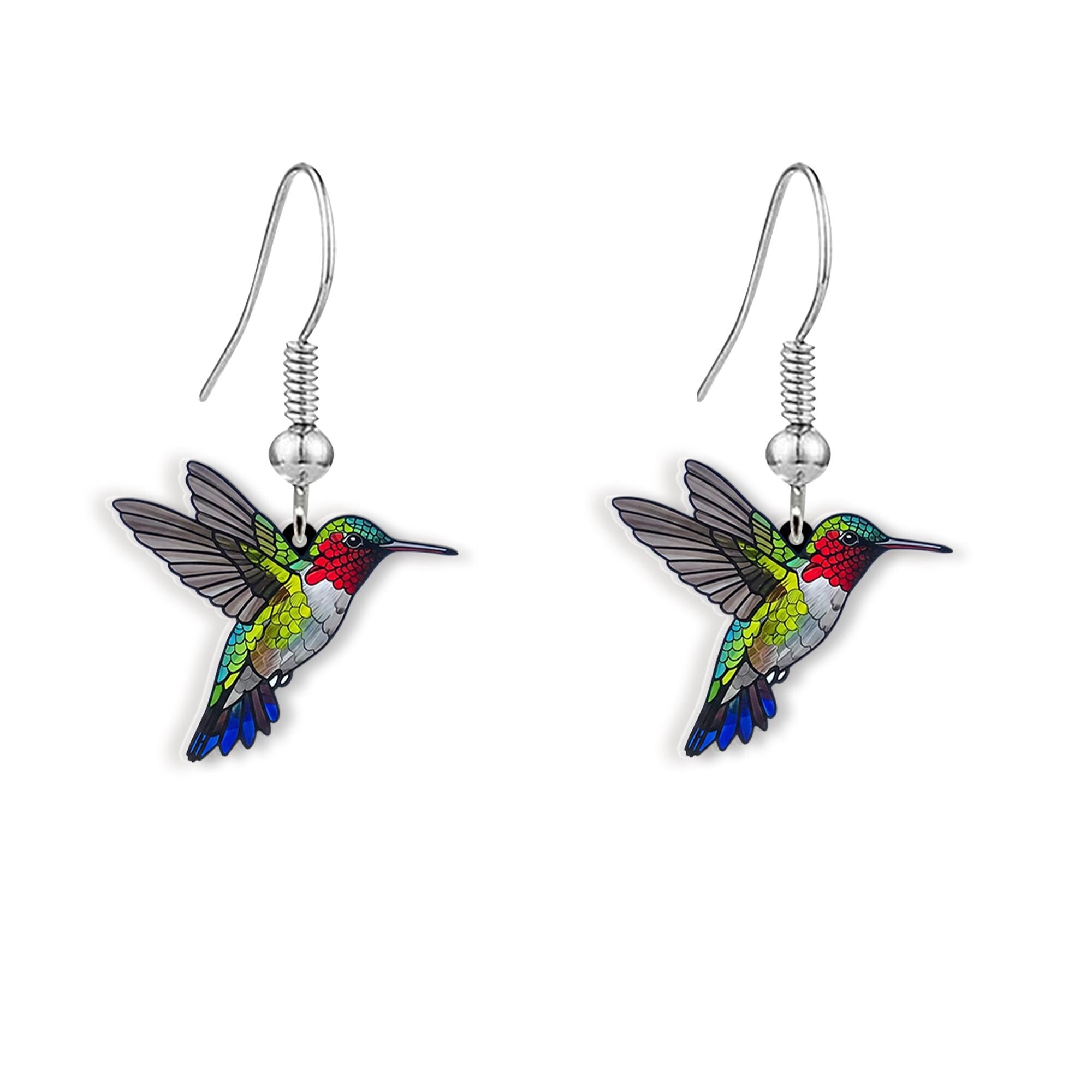 Hummingbird Earrings, Nature-Inspired Jewelry, Boho Dangle Earrings, Bird Lover Gift, Nature Earrings, Cottage Core Gift For Her