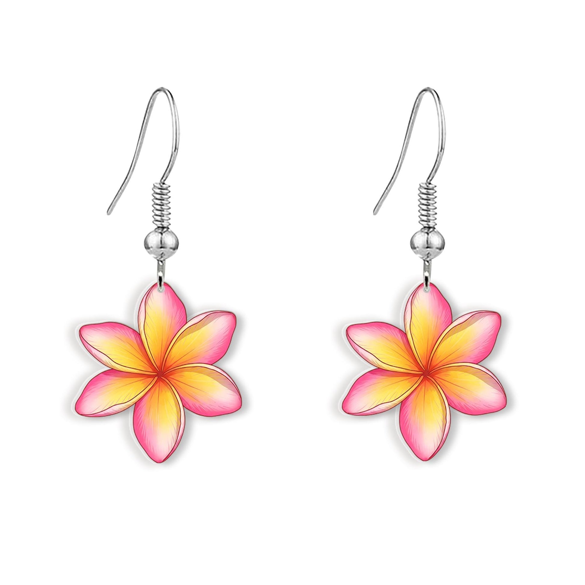 Plumeria Flower Earrings, Tropical Floral Jewelry, Boho Beach Earrings, Island Earrings, Hawaiian Flower Gift, Gift For Her / Mom / Grandma