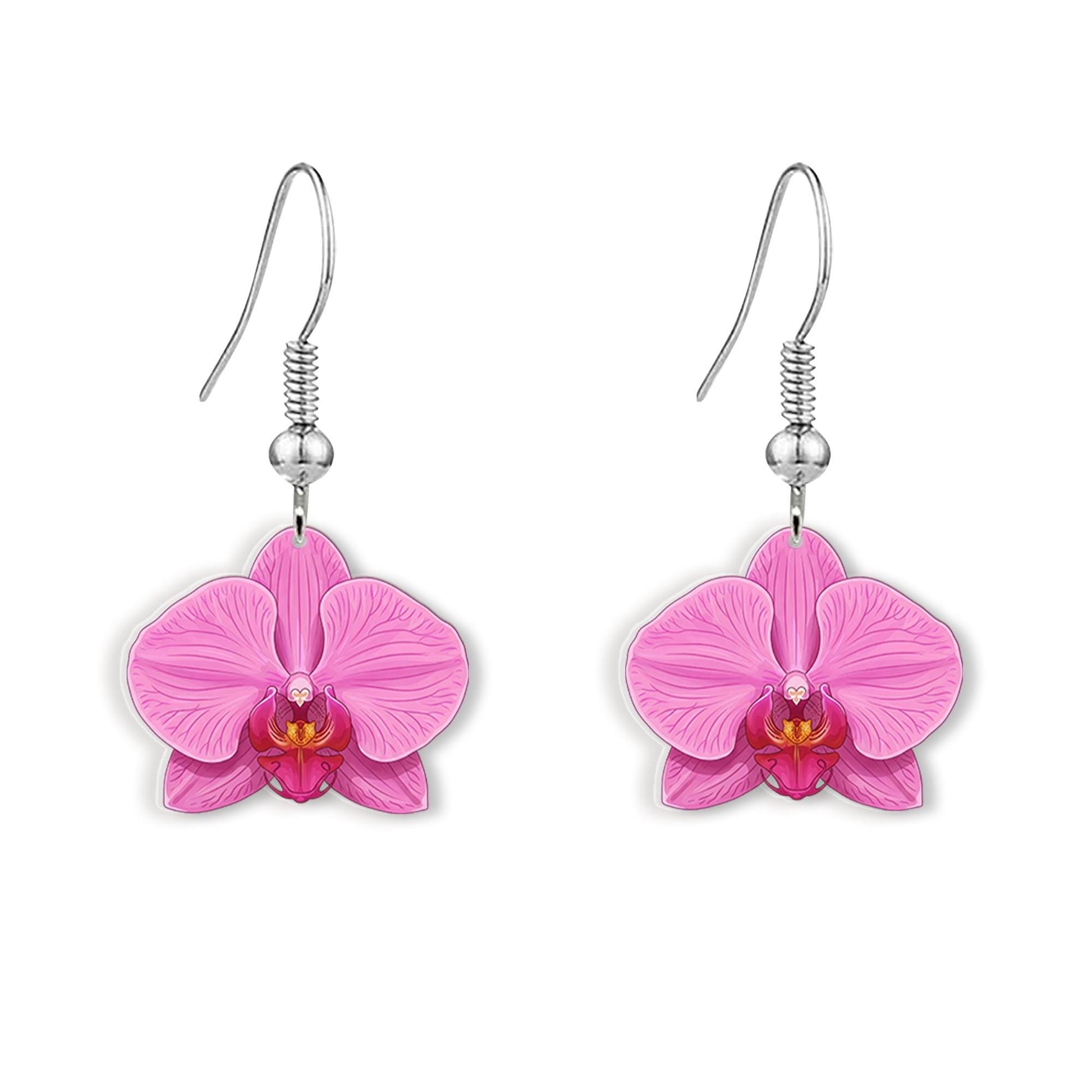 Orchid Flower Earrings, Tropical Floral Jewelry, Boho Statement Earrings, Botanical Earrings, Nature-Inspired Gift, Gift For Her/Mom/Grandma