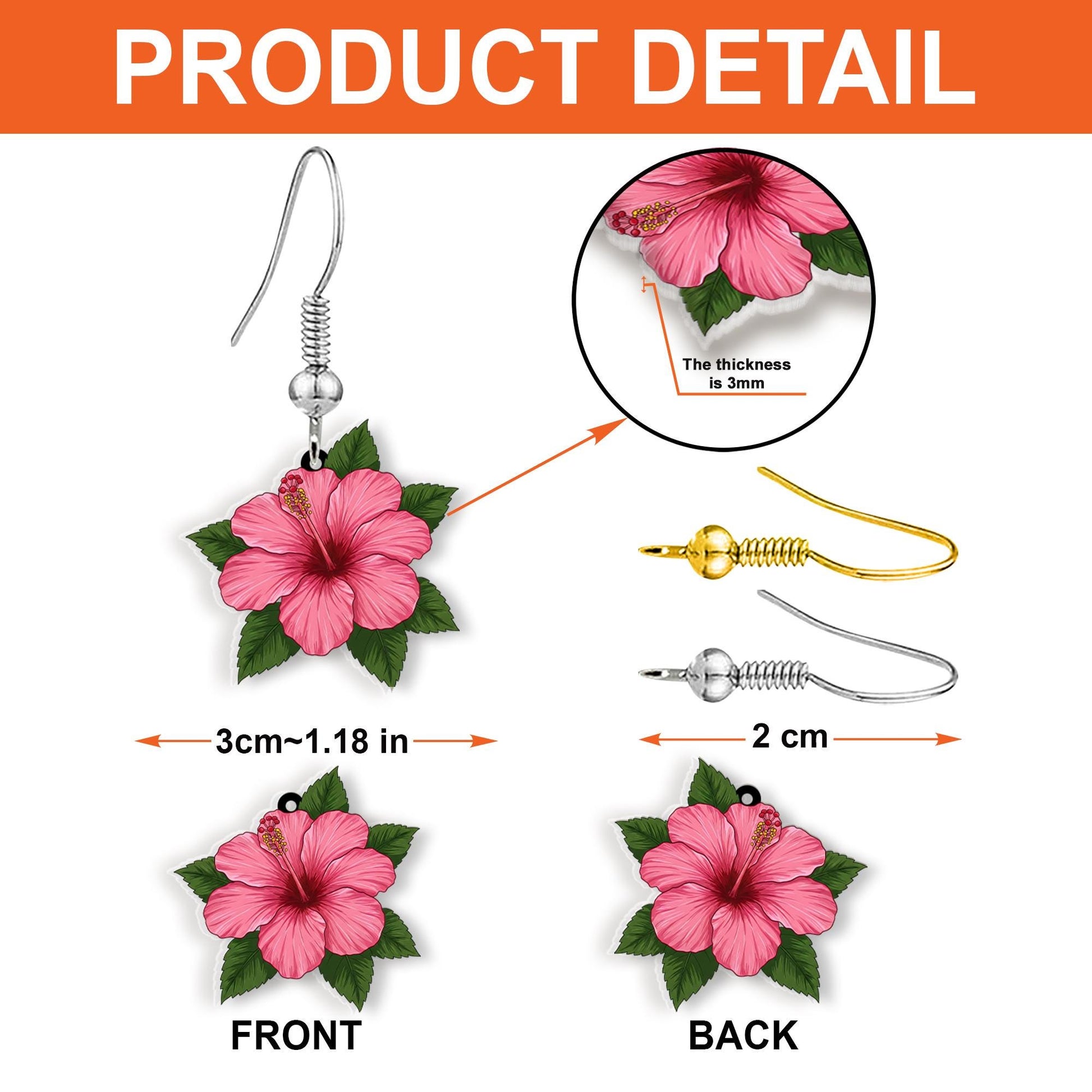 Hibiscus Flower Earrings, Tropical Floral Jewelry, Boho Statement Earrings, Island Earrings, Beach Vacation Gift, Gift For Her/Mom/Grandma