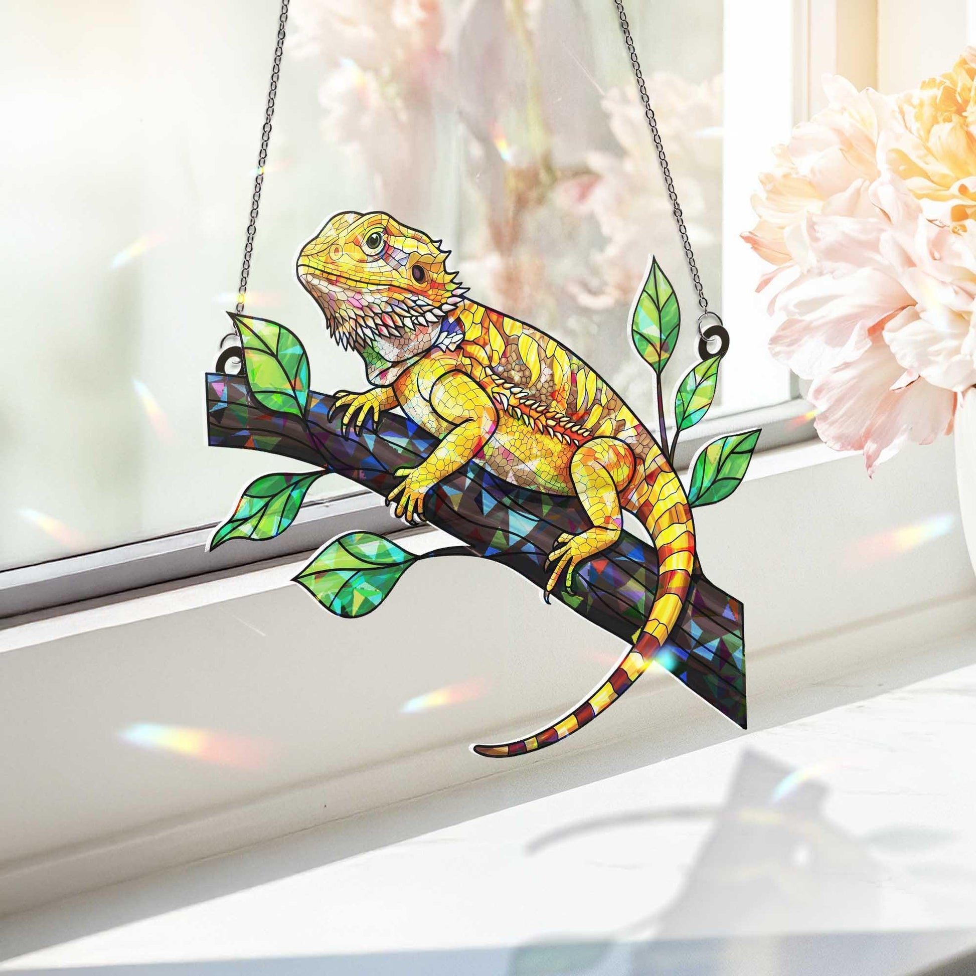 Acrylic Bearded Dragon Window Hanging, Lizard Suncatcher, Reptile Lover Gift, Lizard Decor, Nature Home Decor