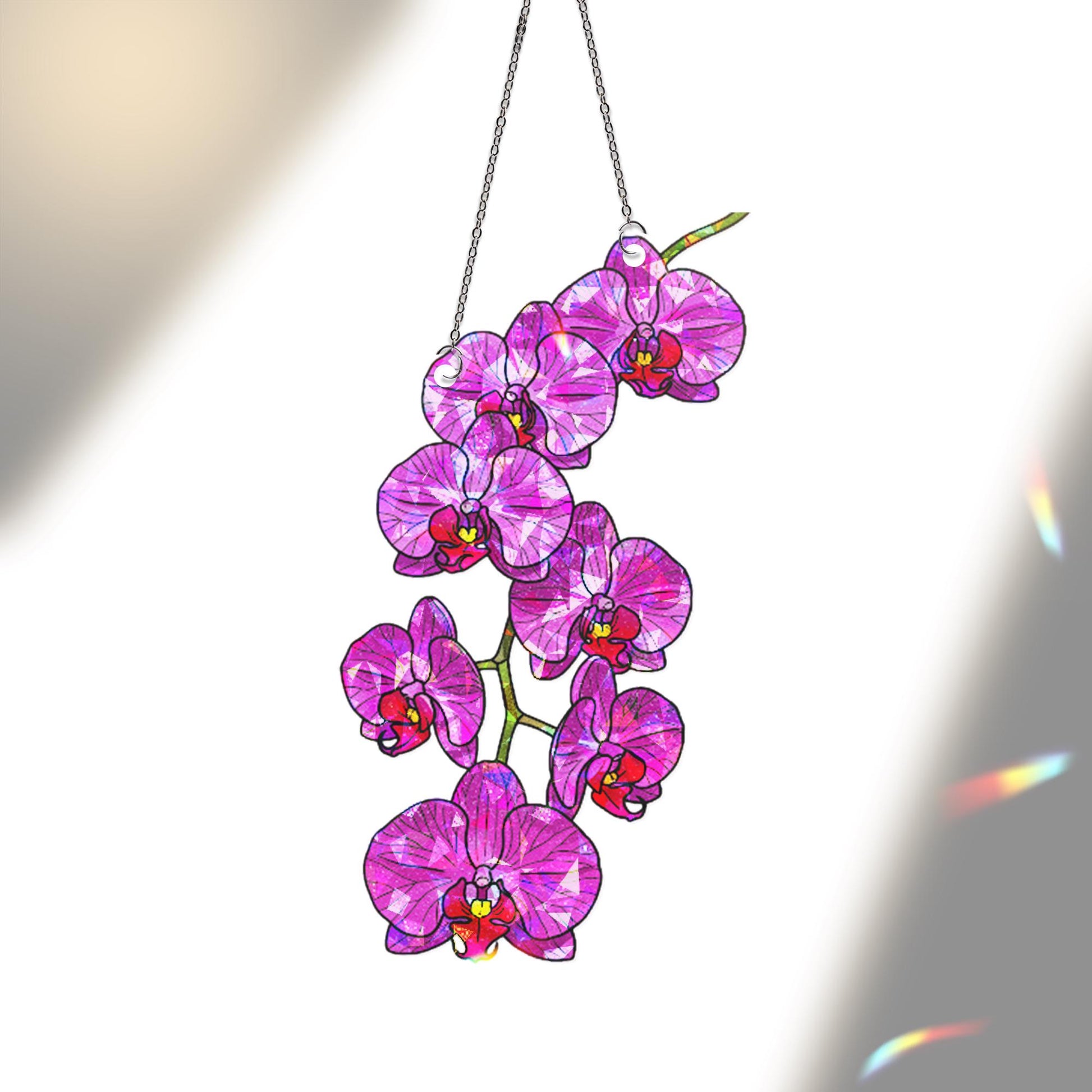 Pink Orchid Holographic Acrylic Window Hanging, Orchid Flower Decor, Floral Window Decor, Orchid Gift, Boho Sun Catcher for Plant Lovers