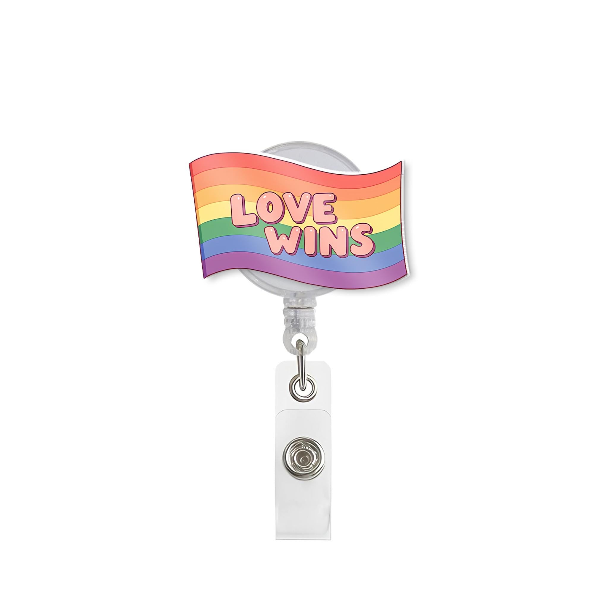 Love Wins Rainbow Badge Reel, LGBTQ Pride ID Holder, Retractable Badge Clip, Nurse Badge Reel, Cute Work Accessory, Gift for Coworker