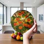 Persimmon glass suncatcher, fruit stained glass art, gift for mom, Mother's Day window decor, nature lover gift, fruit art, kitchen Decor