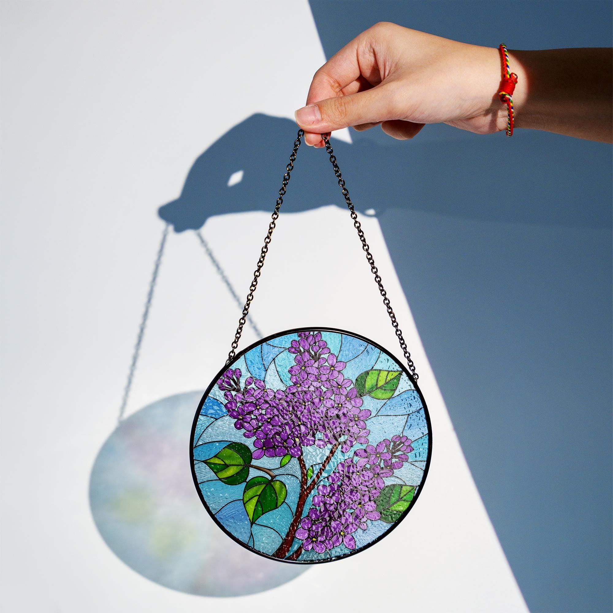 Lilac Flower Glass Suncatcher – Purple Blossom Window Decor Gift for Mom, Gardeners, and Nature Inspired Spring Homes