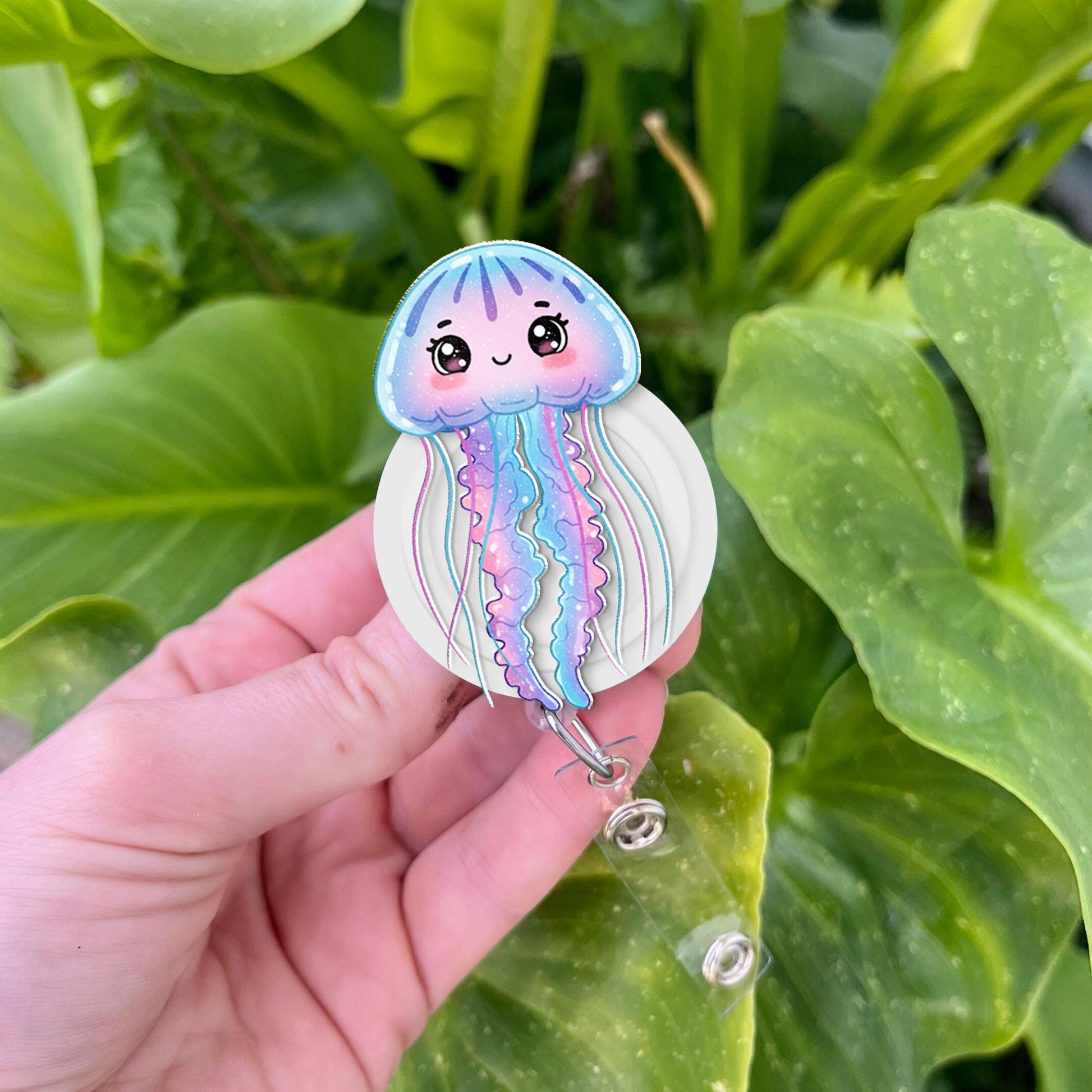 Cute Jellyfish Badge Reel, Nurse Badge Holder, Ocean Theme ID Clip, Retractable Badge Clip, Kawaii Sea Creature Badge Reel, Nurse Gift