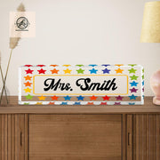 Custom Teacher Name Plaque, Personalized Desk Name Sign,Teacher Appreciation Gift, Classroom Decor, Rainbow Star Nameplate, End Of Year Gift