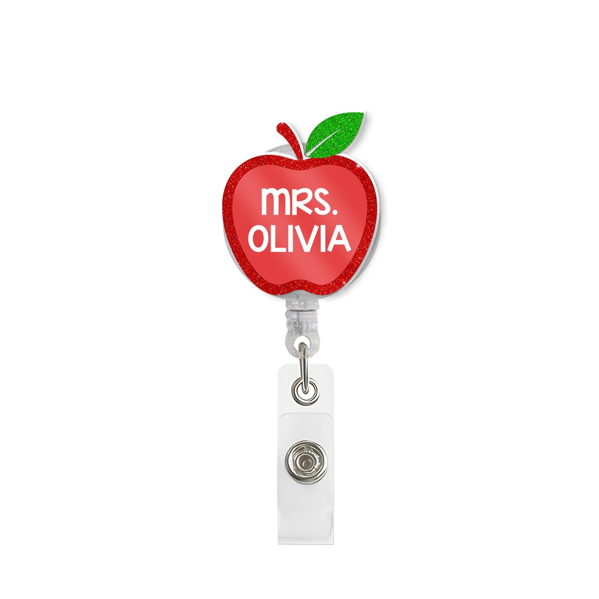 Custom Teacher Badge Reel, Personalized Apple ID Holder, Back to School Gift, Cute Name Tag, Teacher Lanyard Accessory, Teacher Appreciation