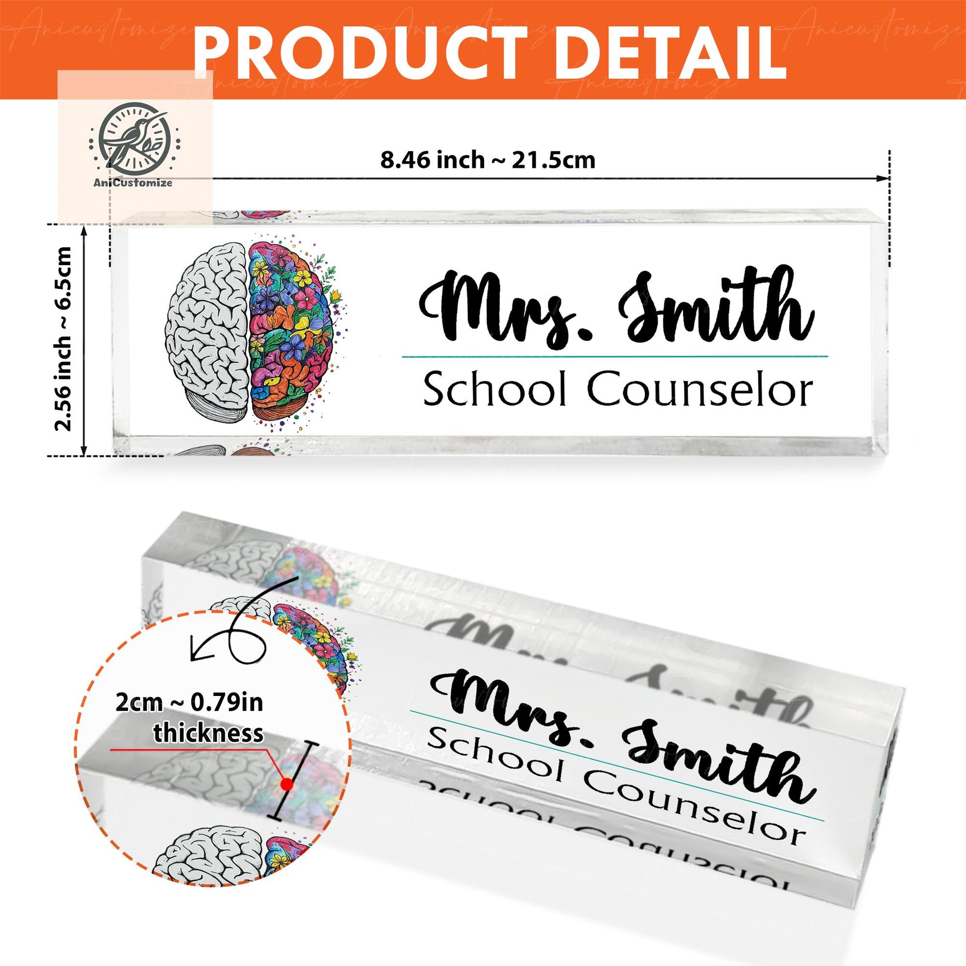 School Counselor Name Plaque, Personalized Desk Name Sign, End Of Year Gift, Custom Counselor Gift, Acrylic Office Decor