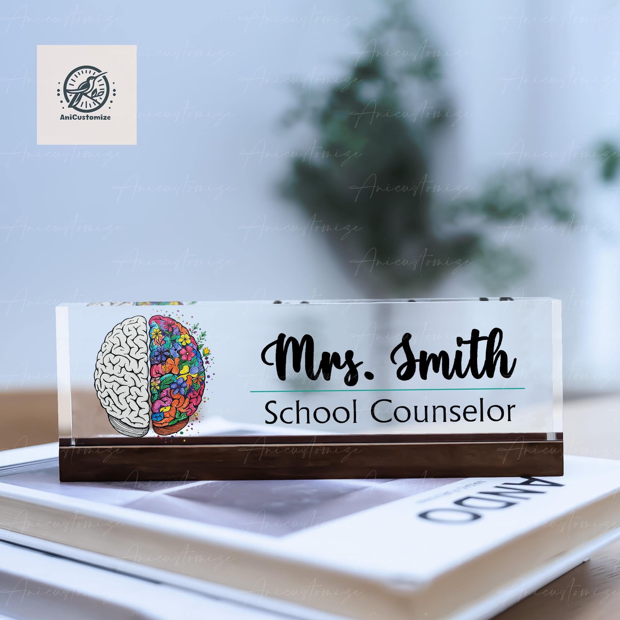 School Counselor Name Plaque, Personalized Desk Name Sign, End Of Year Gift, Custom Counselor Gift, Acrylic Office Decor