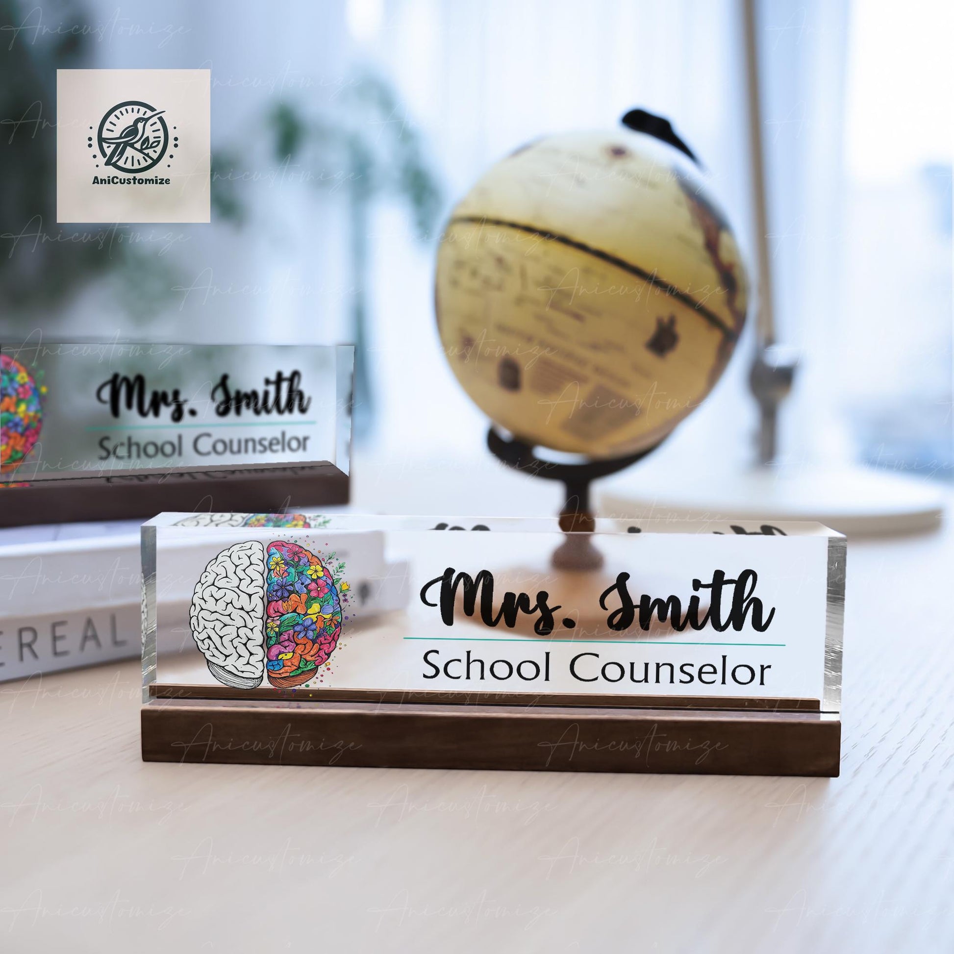 School Counselor Name Plaque, Personalized Desk Name Sign, End Of Year Gift, Custom Counselor Gift, Acrylic Office Decor