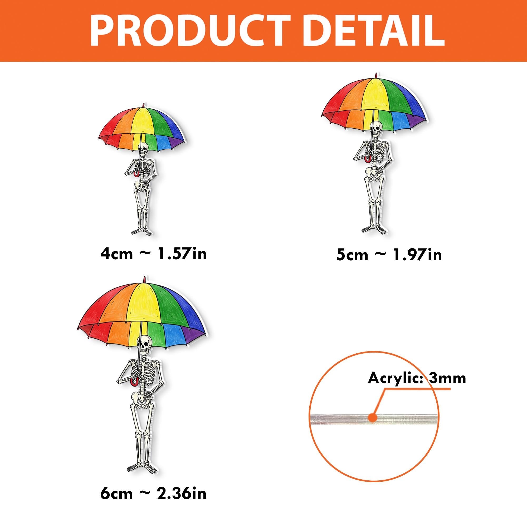 Skeleton Holding LGBT Umbrella Badge Reel, Pride ID Holder, Queer Skeleton Badge Clip, LGBTQ+ Accessory, Fun Nurse Badge Reel