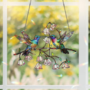 Colorful Hummingbird Hologram Acrylic Window Hanging Ornament, Bird Lover Gift, Floral Home Decor, Gift for Her