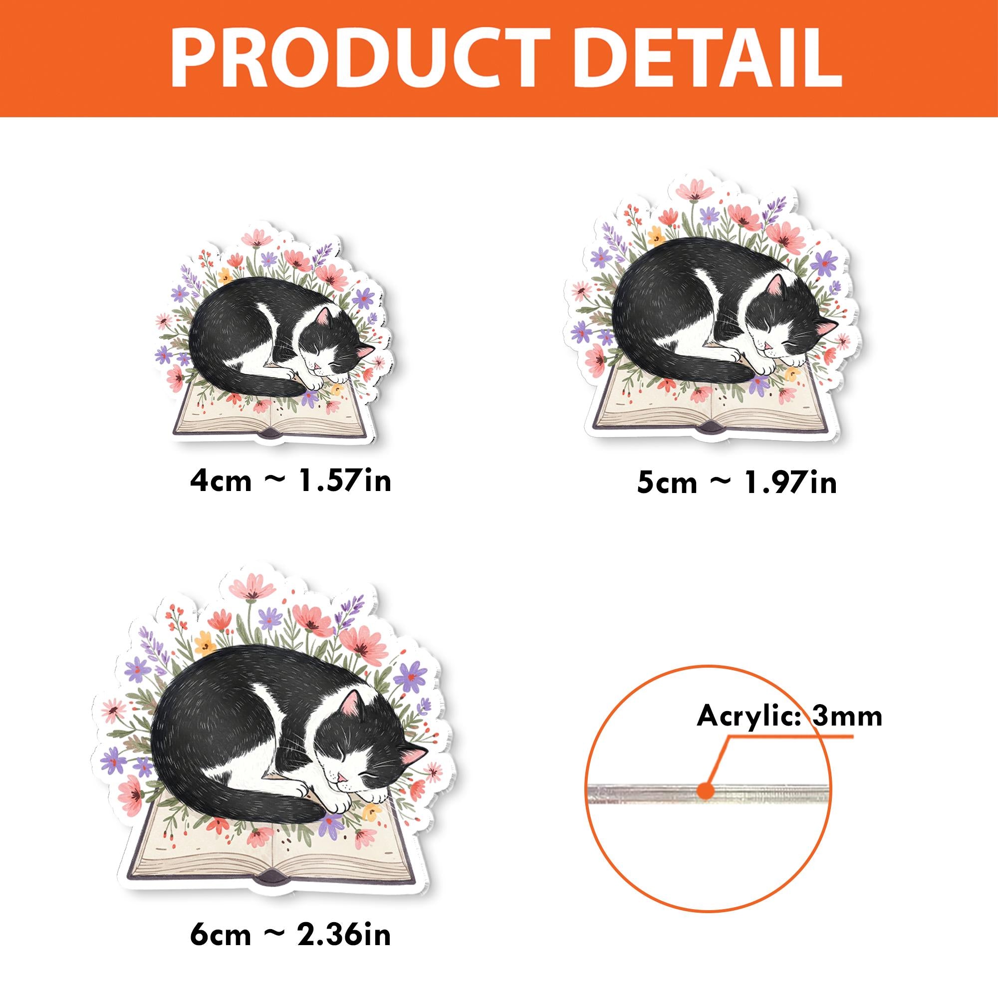 Cute Tuxedo Cat Badge Reel – Floral Book Lover Nurse ID Holder Gift for Cat Mom, Librarian, Teacher or Vet Tech