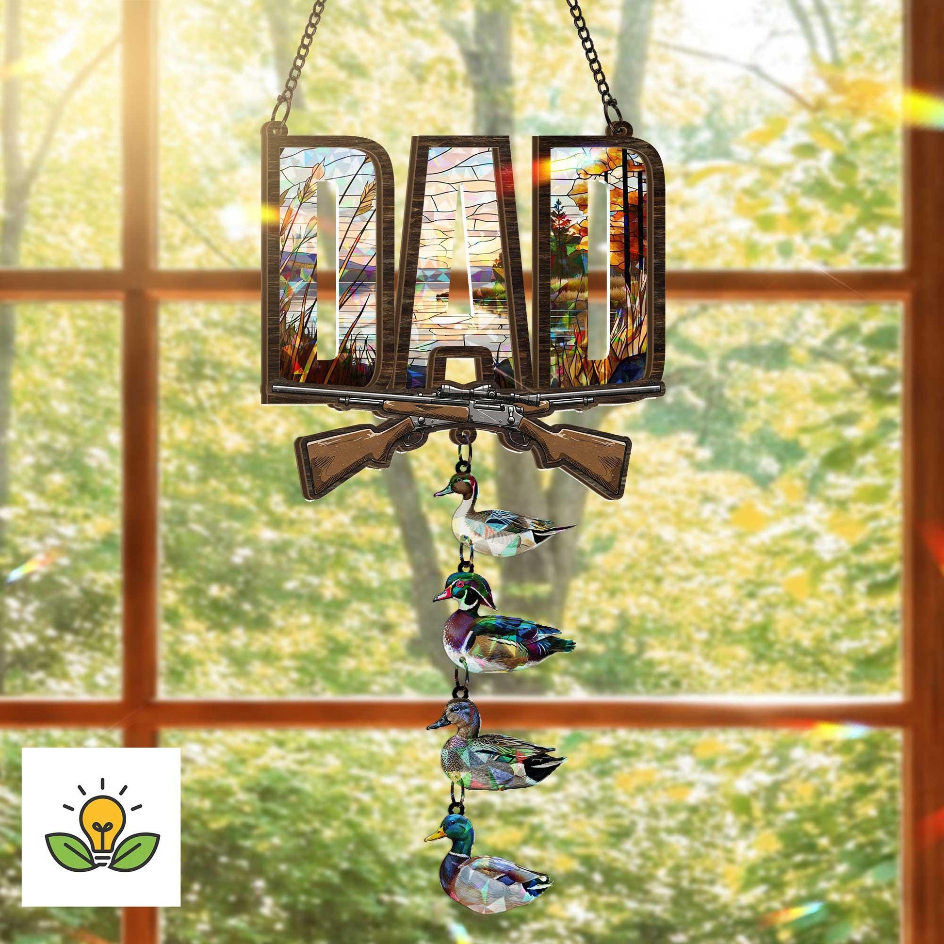 DAD Hunting Suncatcher, Acrylic Window Hanging, Duck Hunter Father's Day Gift, Outdoor Theme Man Cave Decor, Gift for Him, Gift For Dad