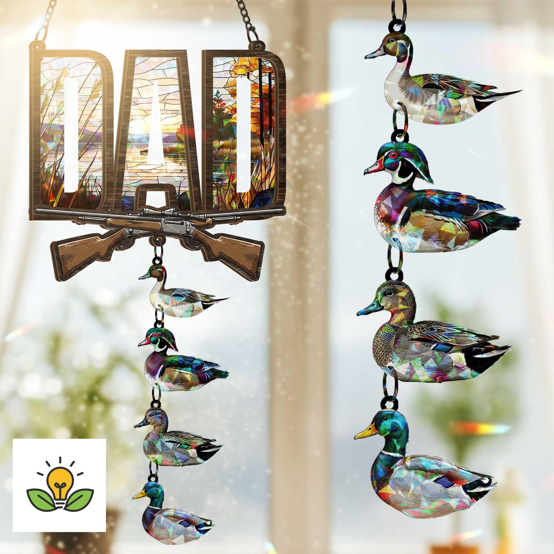 DAD Hunting Suncatcher, Acrylic Window Hanging, Duck Hunter Father's Day Gift, Outdoor Theme Man Cave Decor, Gift for Him, Gift For Dad