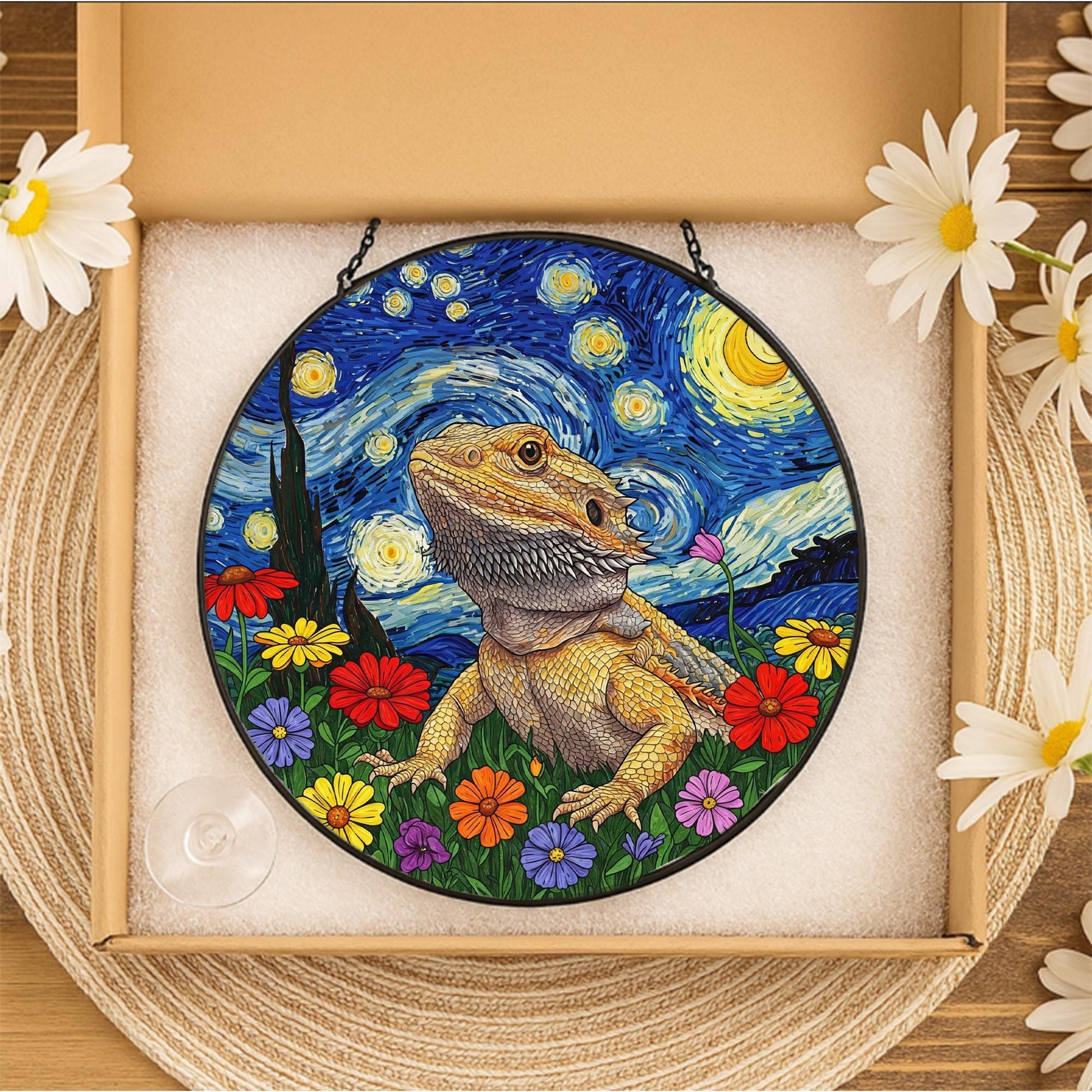 Bearded Dragon Glass Gift for Mom – Unique Lizard Window Hanging for Reptile Lover – Mother’s Day Pet Owner Gift for Her