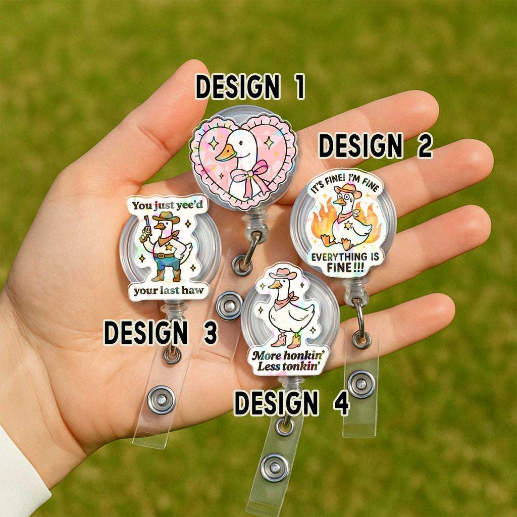 Silly Goose Nurse Badge Reel – Funny Retractable ID Holder for Nurses, Teachers & Coworkers, Multi Style Goose Gift, Night Shifters, Honkers