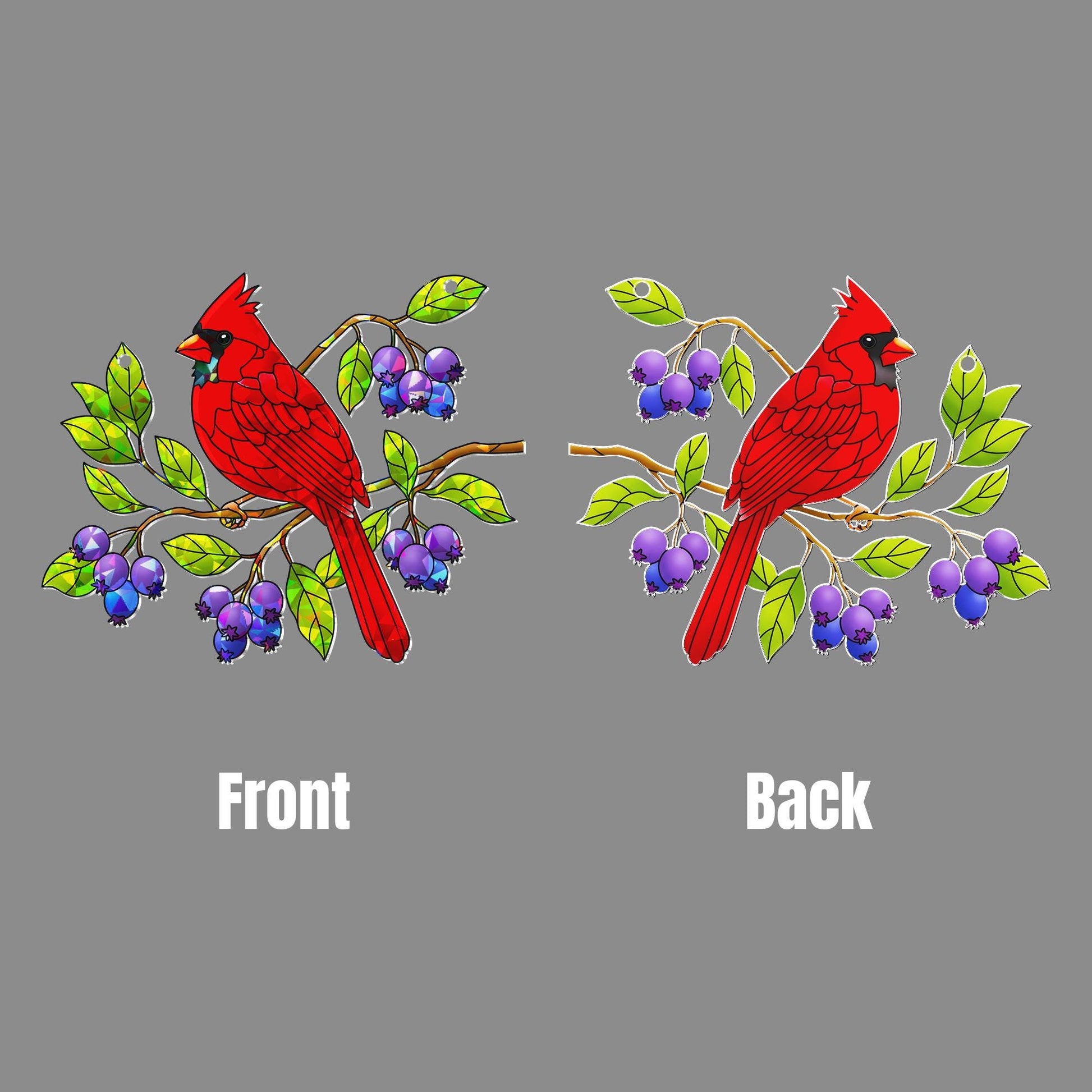 Cardinal Bird Serviceberry Hologram Acrylic Window Hanging Ornament, Nature Inspired Home Decor, Bird Lover Gift, Beautiful Avian Home Decor