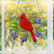 Cardinal Bird Serviceberry Hologram Acrylic Window Hanging Ornament, Nature Inspired Home Decor, Bird Lover Gift, Beautiful Avian Home Decor