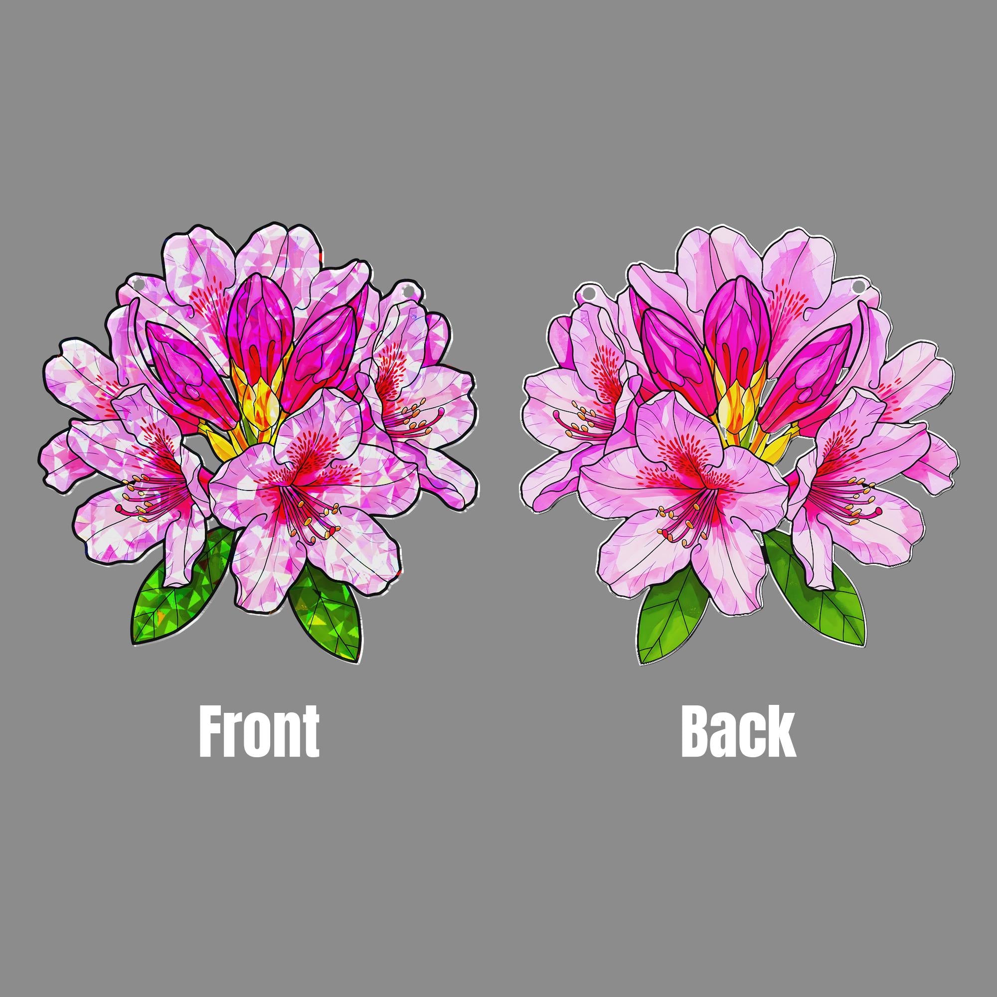Radiant Rhododendron Bloom Acrylic Window Hanging - Floral Ornament for Home Decor, Botanical Art, Spring Gift, Gift For Mom, Gardener