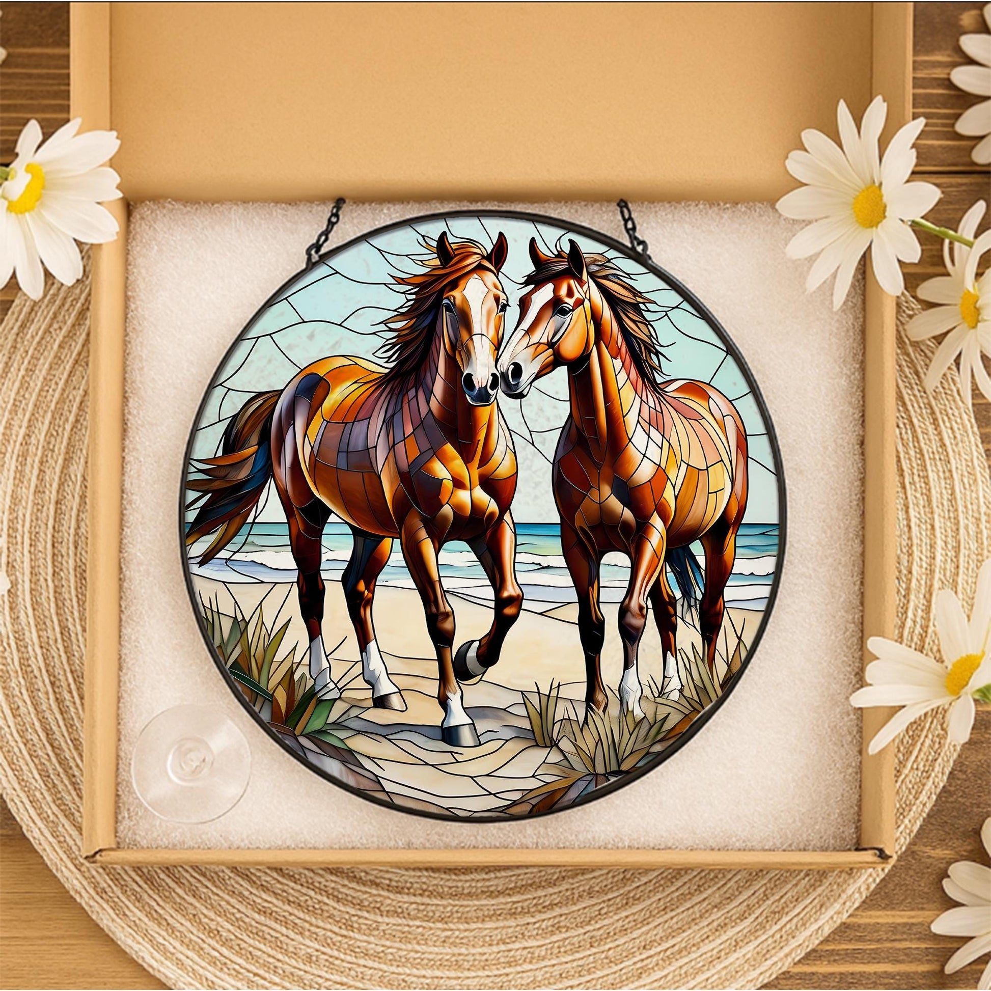 Majestic Horse Glass Suncatcher – Elegant Window Decor – Perfect Mother's Day Gift for Horse Lovers & Nature Enthusiasts