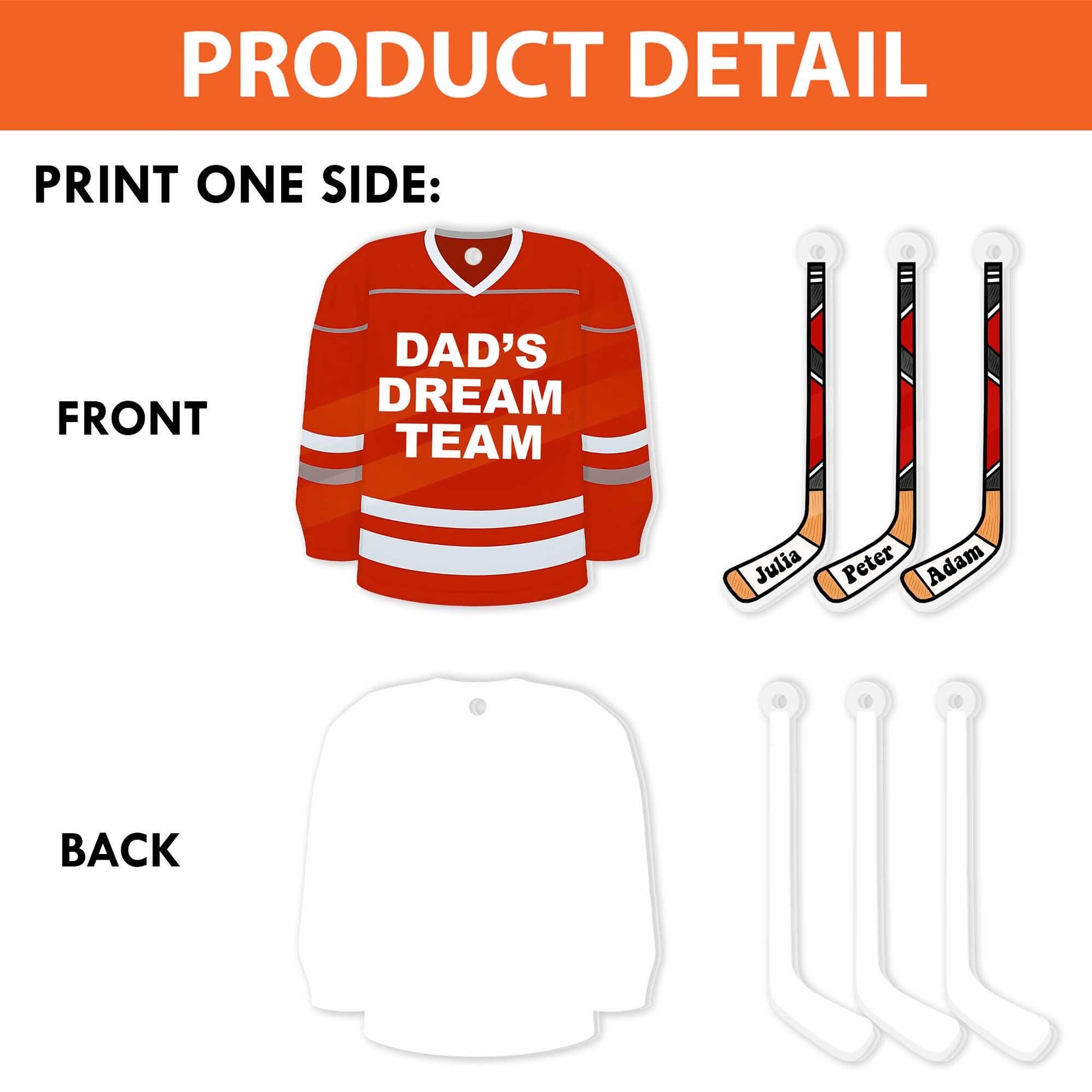 Dad’s Dream Team Hockey Keychain – Personalized Gift with Kids' Names on Sticks, Custom Father’s Day Gift for Hockey Dad Fans