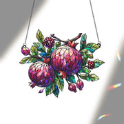 Pomegranate Hologram Window Hanging – Sun Catcher with Fruit and Leaves, Vibrant Kitchen or Garden Decor