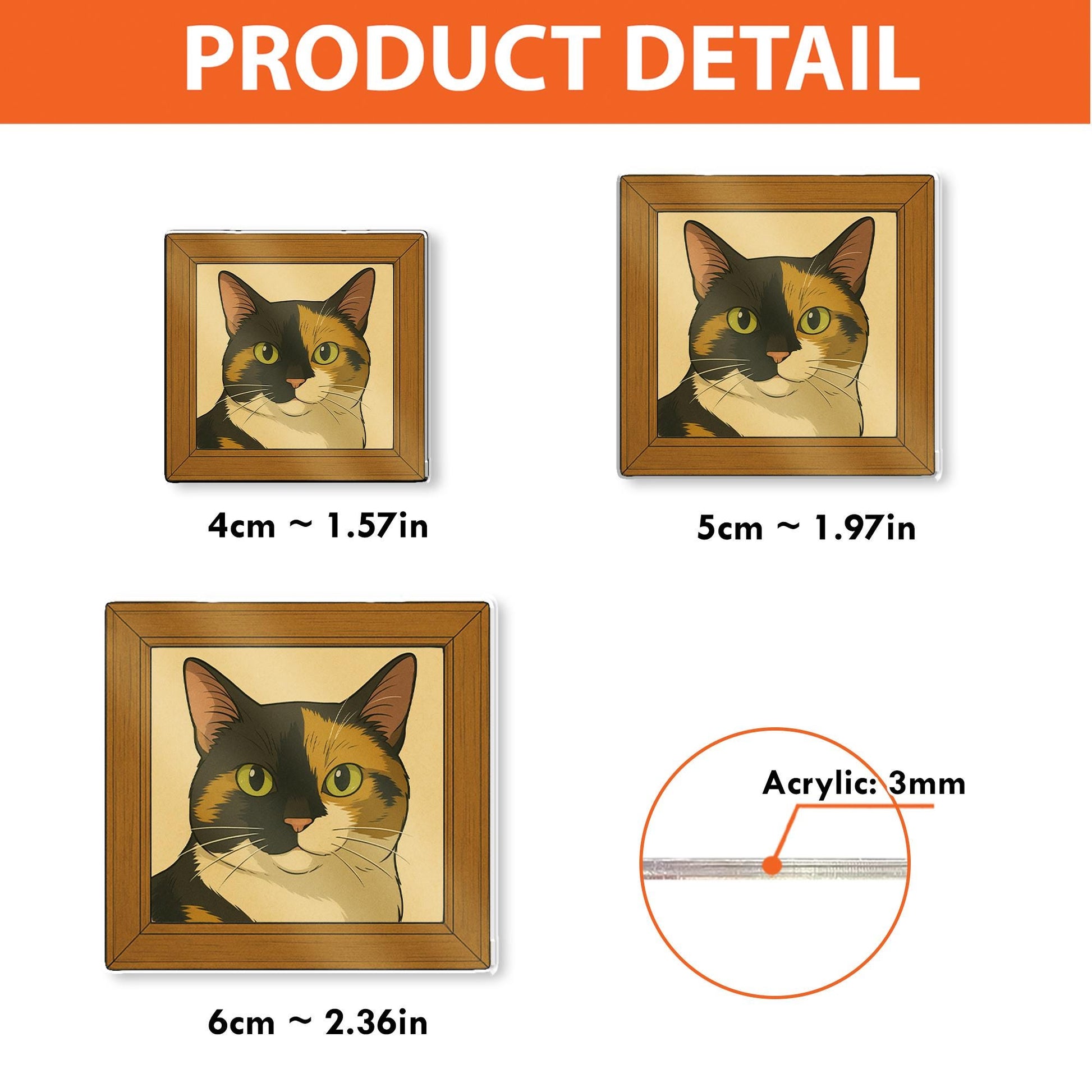 Custom Chibi Art Pet Portrait Badge Reel – Vintage Frame ID Holder with Pet Photo in Chibi Anime Cartoonize Style – Mother’s Day Gift