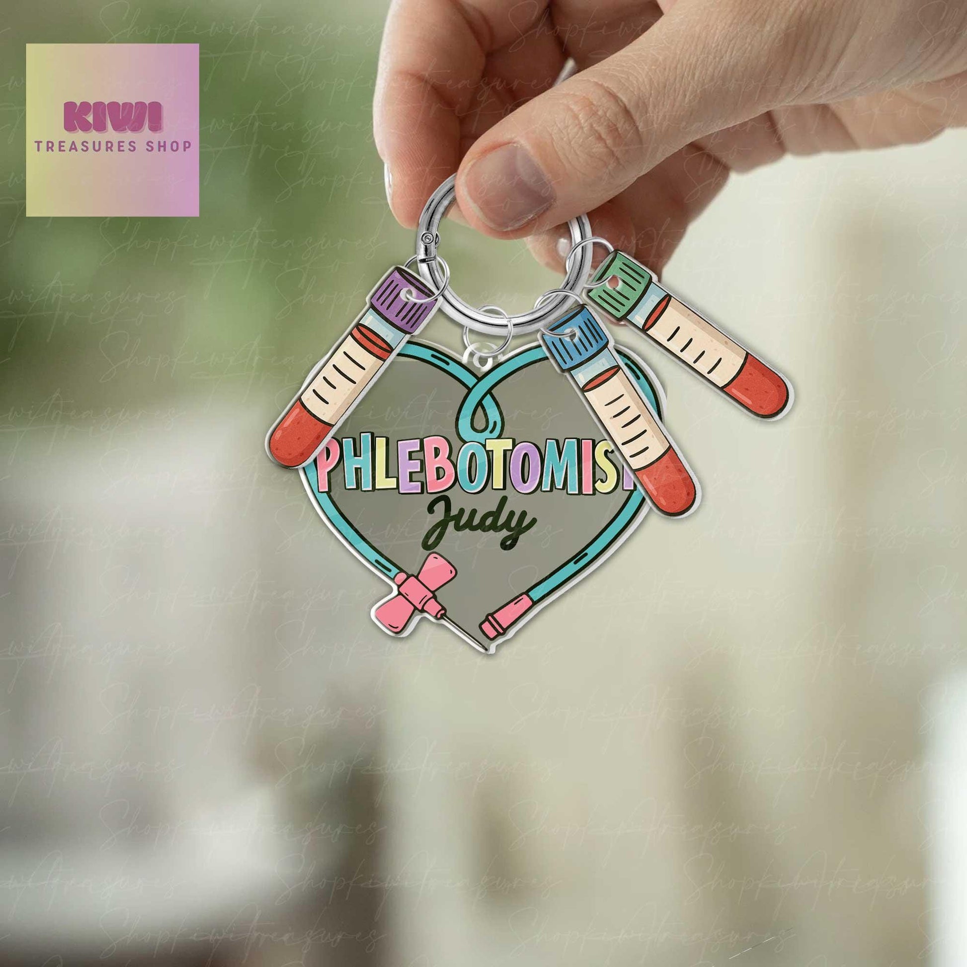 Personalized Phlebotomist Keychain – Nurse Week Gift for Her – Custom Blood Draw Tech Gift – Lab Tech Appreciation Accessory