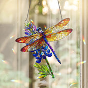 Dragonfly and Texas Bluebonnet Holographic Suncatcher Gift for Mom on Mother's Day, Wildflower Window Decor, Garden Nature Lover Gift