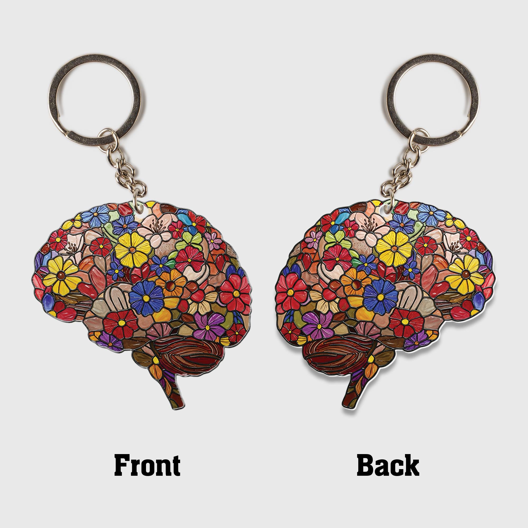 Floral Brain Acrylic Keychain,   Brain Surgeon Gift, Unique Medical Gift, Science Gift, Anatomical Art, Brain Lover Keychain,Gift for Doctor