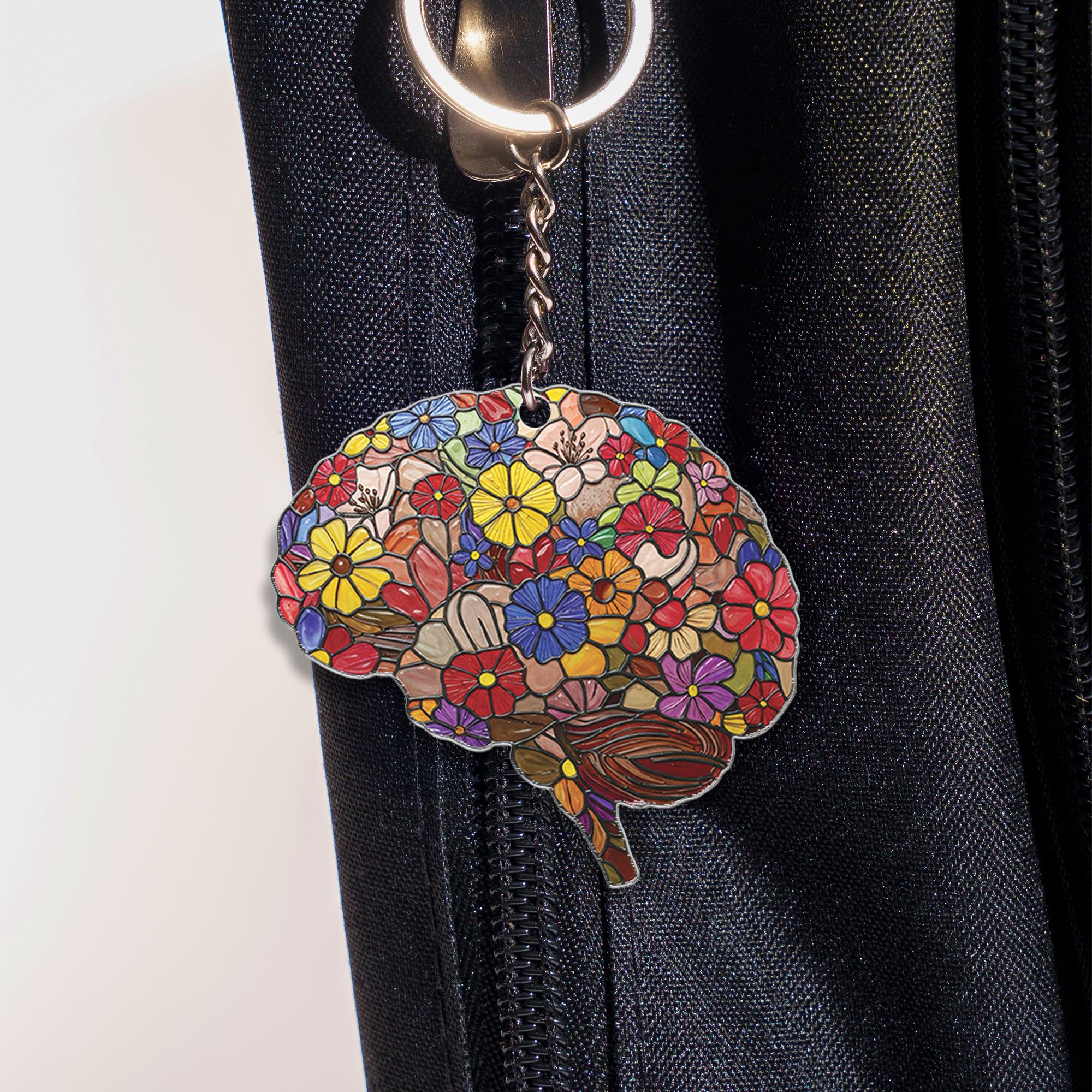 Floral Brain Acrylic Keychain,   Brain Surgeon Gift, Unique Medical Gift, Science Gift, Anatomical Art, Brain Lover Keychain,Gift for Doctor