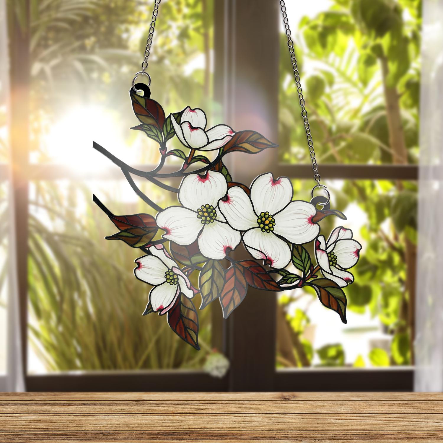 Dogwood Branch ACRYLIC Window Hanging, Floral Home Decor Gift for Mom, Nature Lover Decor, Mother's Day Window Art, Grandma Gift, Flower Art