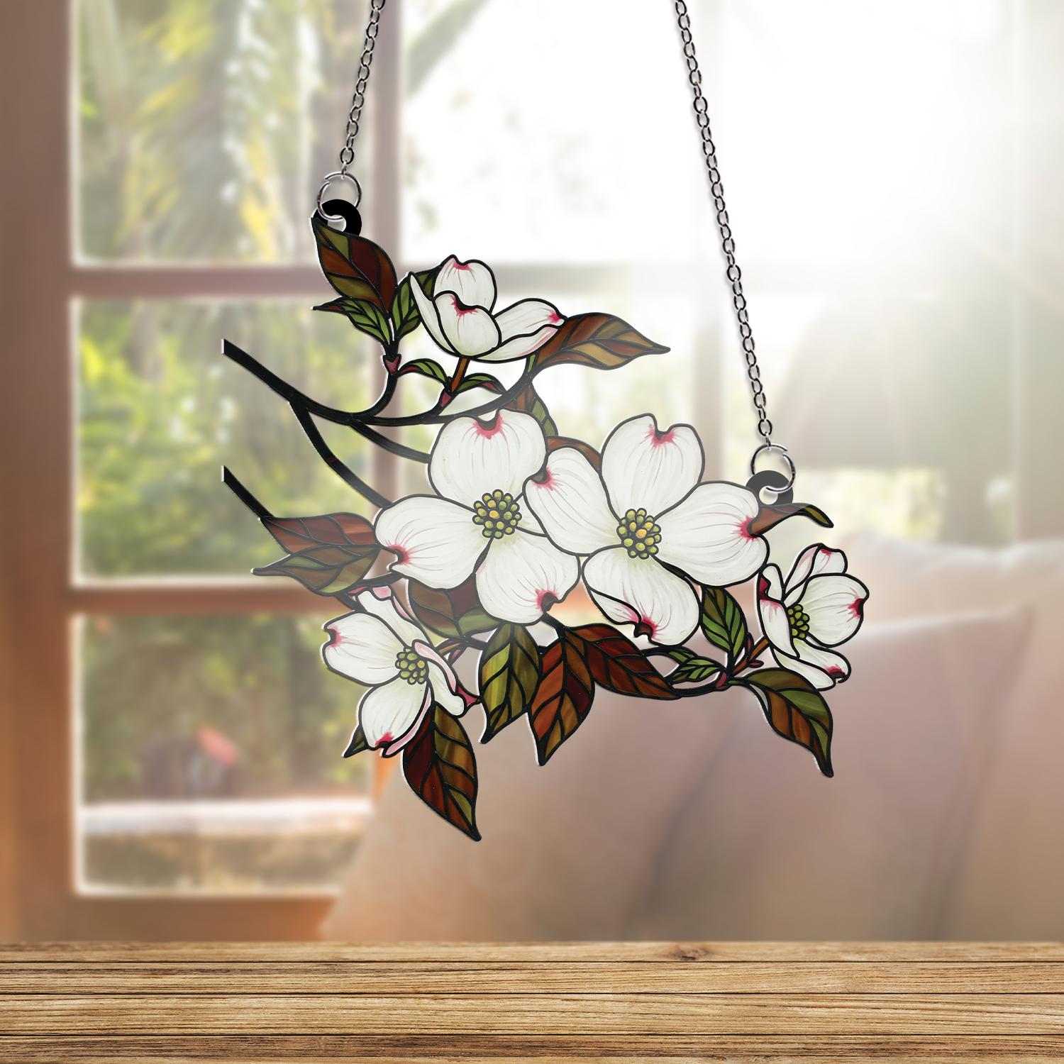 Dogwood Branch ACRYLIC Window Hanging, Floral Home Decor Gift for Mom, Nature Lover Decor, Mother's Day Window Art, Grandma Gift, Flower Art