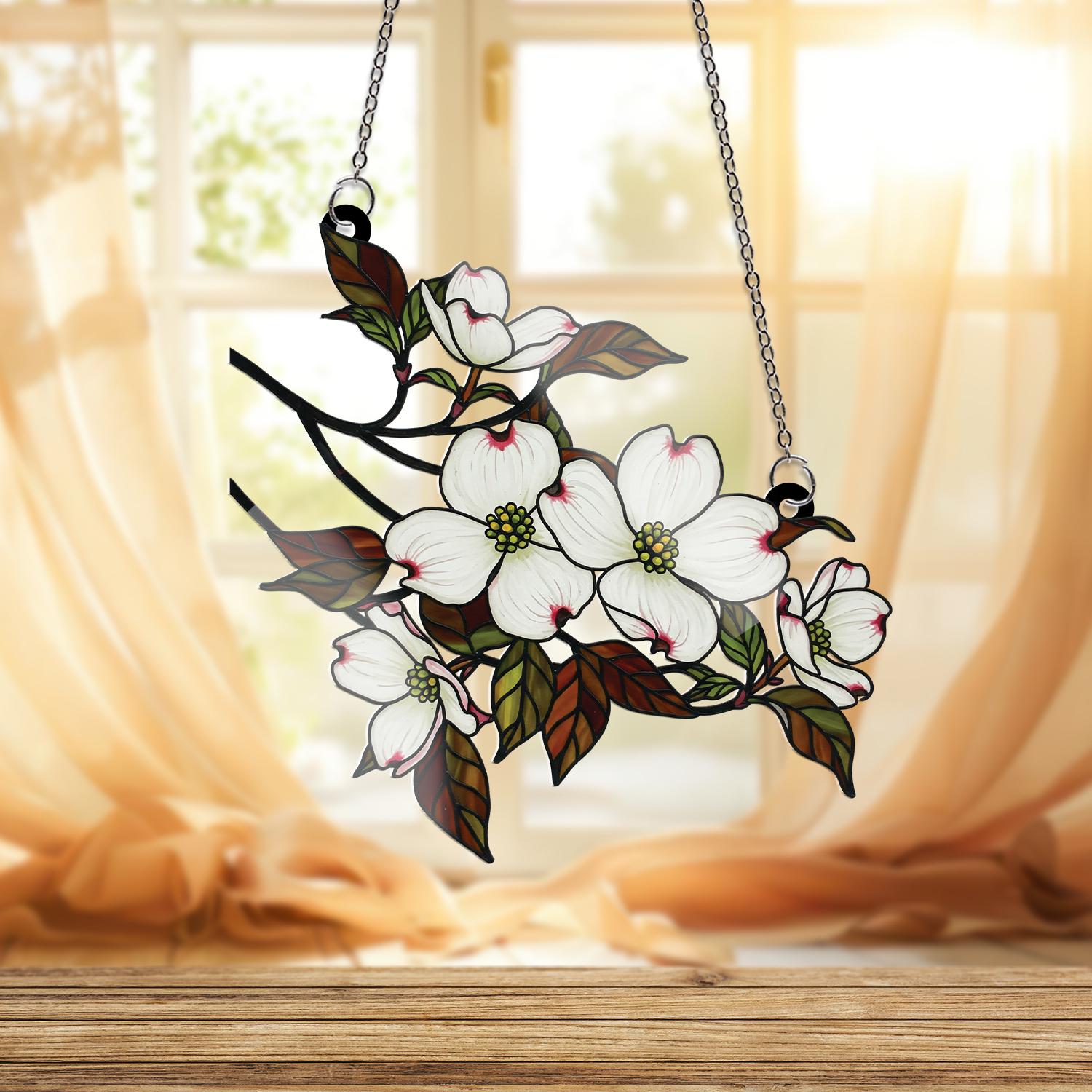 Dogwood Branch ACRYLIC Window Hanging, Floral Home Decor Gift for Mom, Nature Lover Decor, Mother's Day Window Art, Grandma Gift, Flower Art