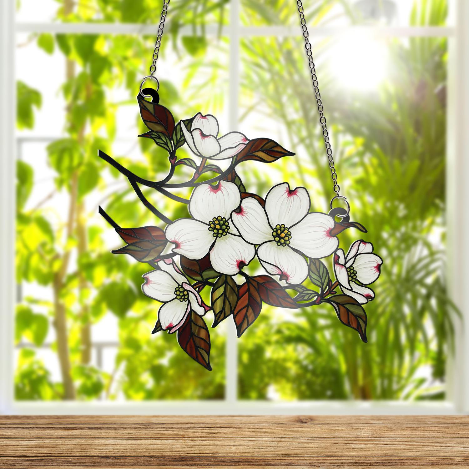 Dogwood Branch ACRYLIC Window Hanging, Floral Home Decor Gift for Mom, Nature Lover Decor, Mother's Day Window Art, Grandma Gift, Flower Art