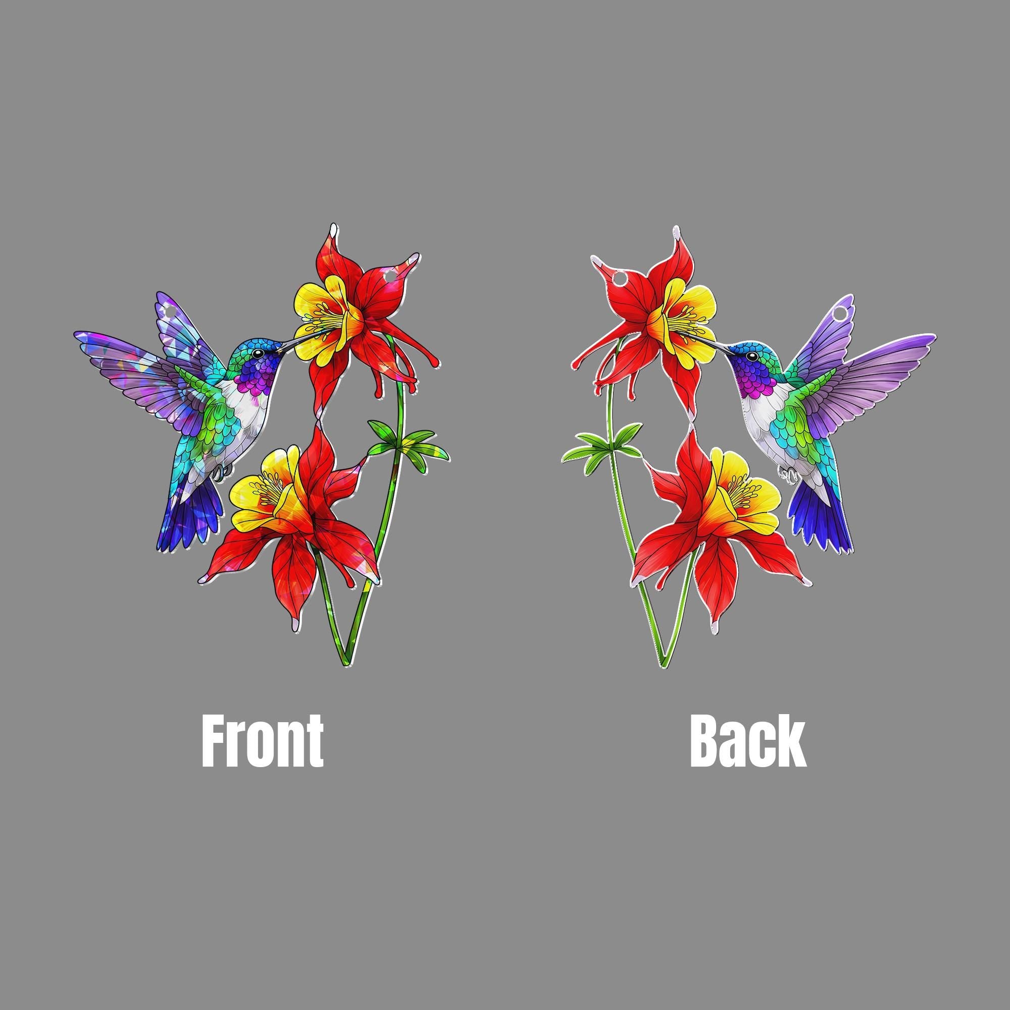 Vibrant Hummingbird & Columbine Acrylic Window Hanging Ornament, Nature Lover Gift, Colorful Garden Decor, Bird Lover Gift, Home Wall Art