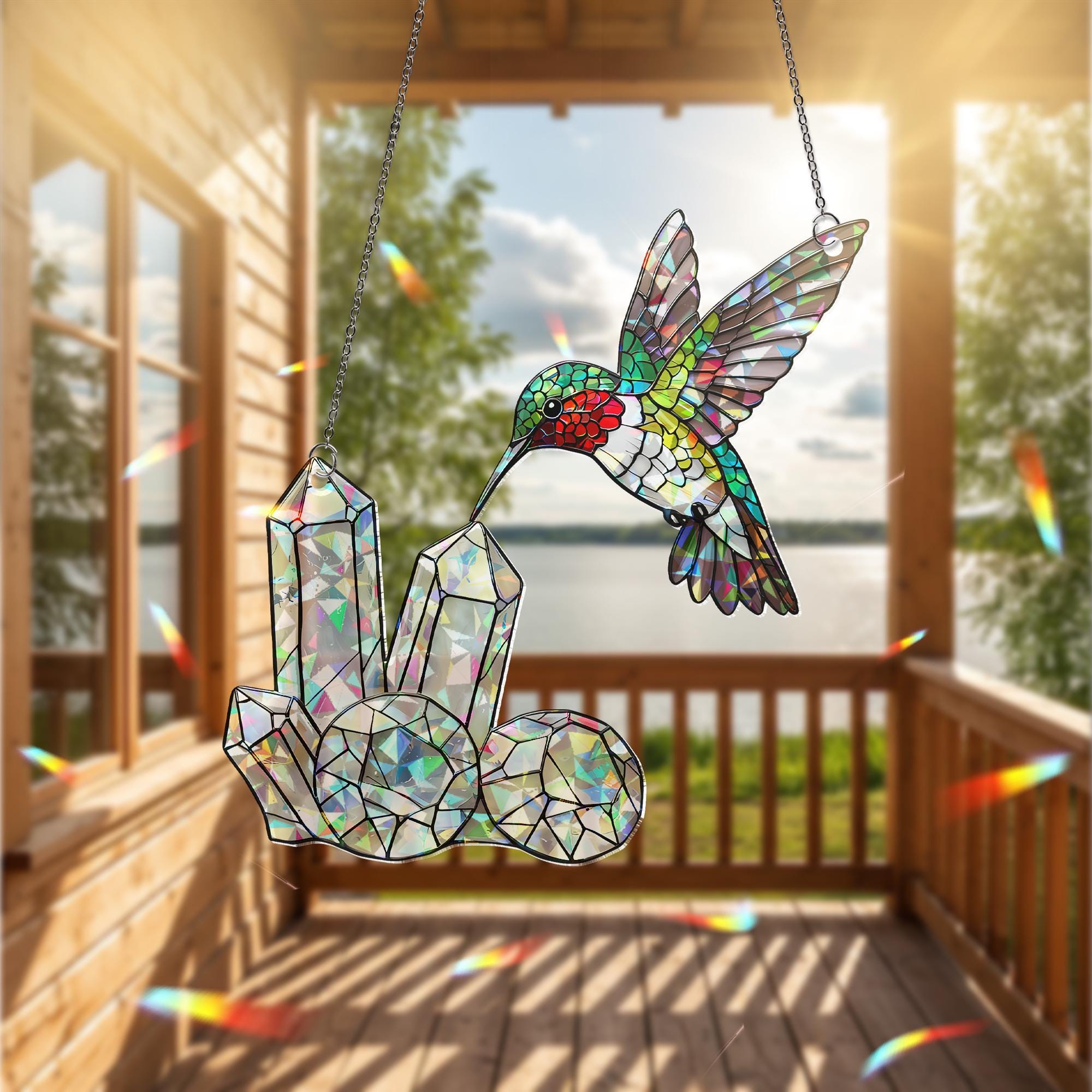 Hummingbird ACRYLIC Hologram Decor, Crystal Hologram Decor, Bird Lover Gift, Rainbow Light Catcher, Elegant Home Decor, Hummingbird Decor