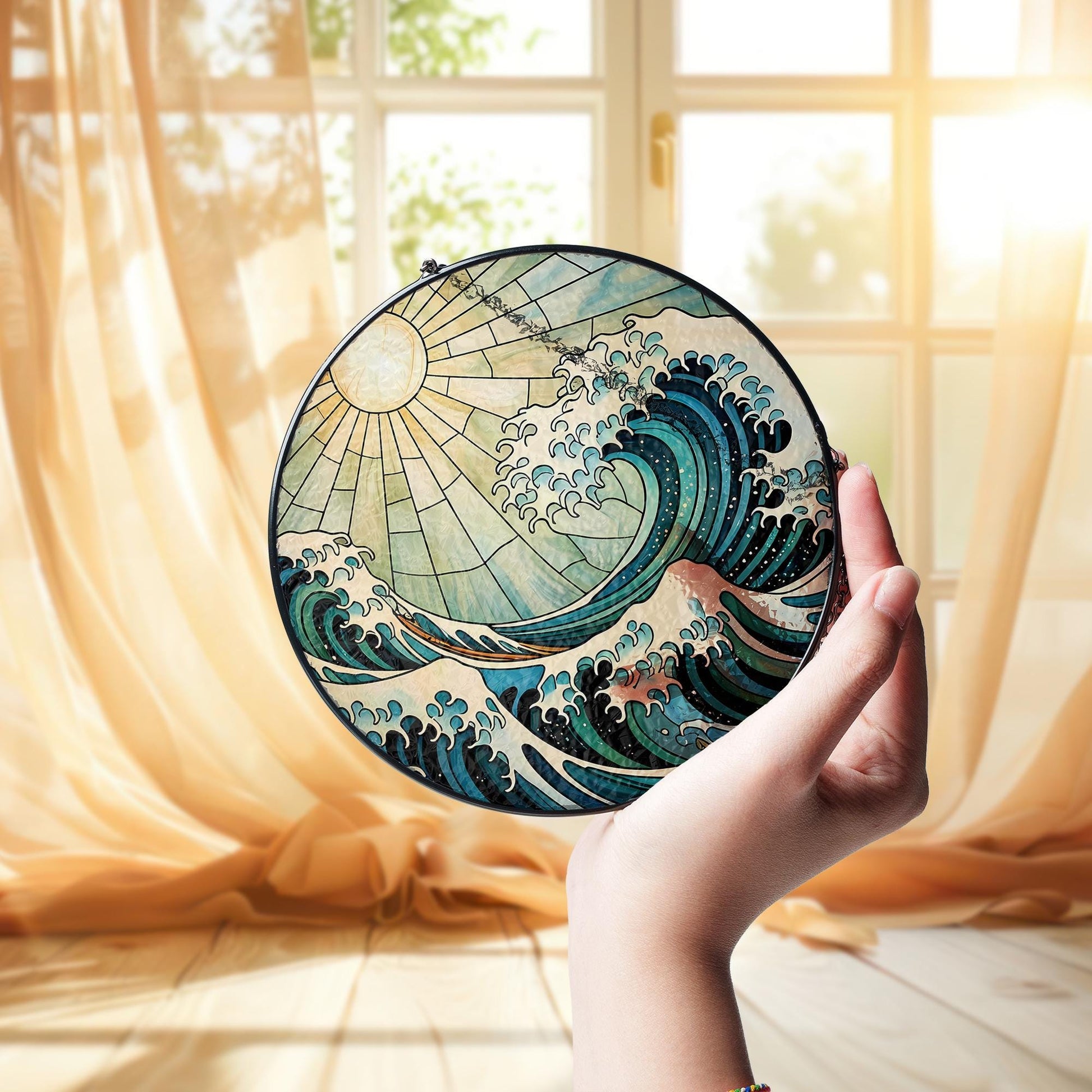 Sea-Themed Glass Suncatcher – Nautical Decor for Ocean Lovers – Perfect Father's Day Gift for Beach Enthusiasts