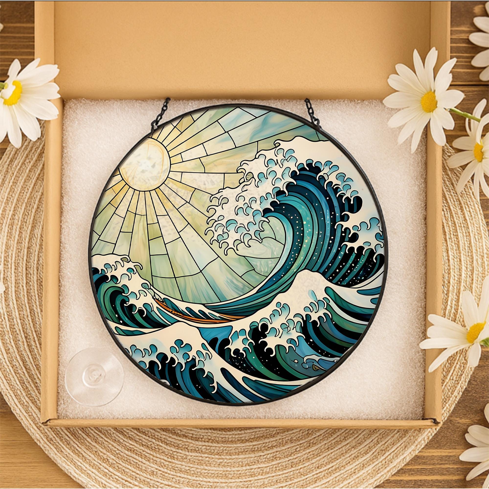 Sea-Themed Glass Suncatcher – Nautical Decor for Ocean Lovers – Perfect Father's Day Gift for Beach Enthusiasts