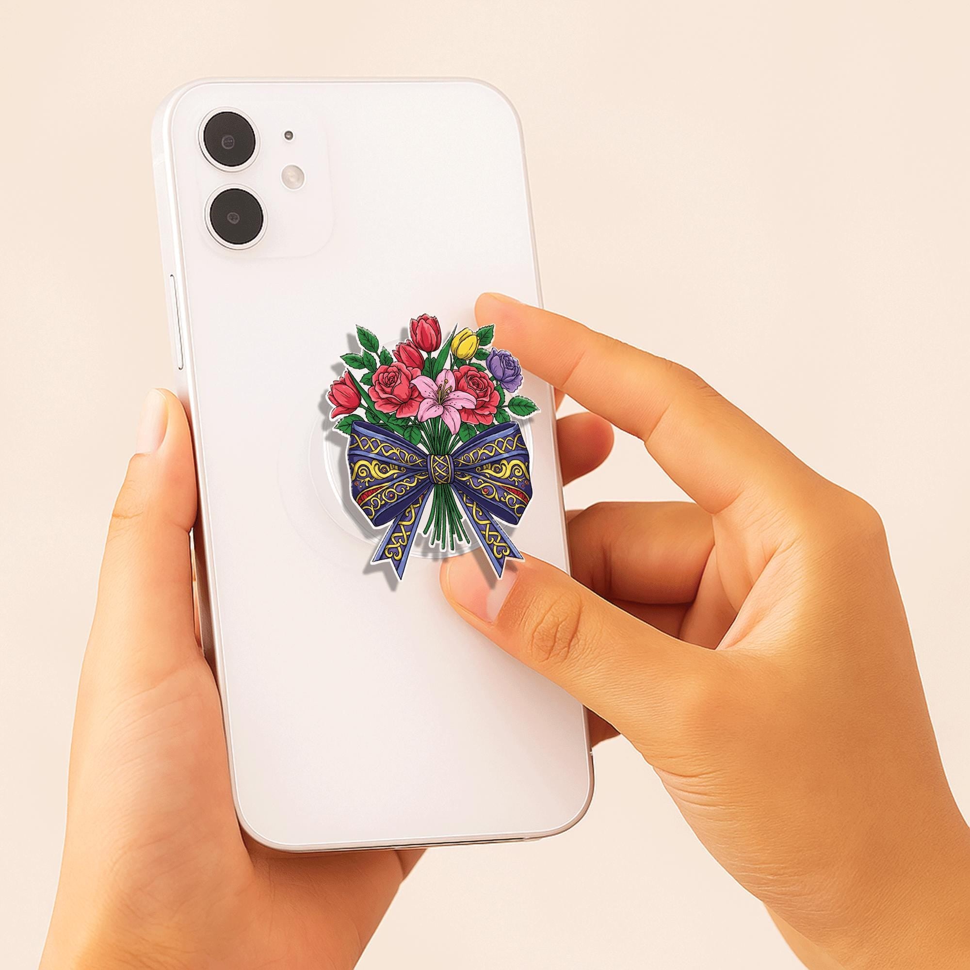 Bow Bouquet Flower Phone Grip – Floral Pop Socket, Cute Phone Accessory, Flower Lover Gift, Mother's Day Gift Idea