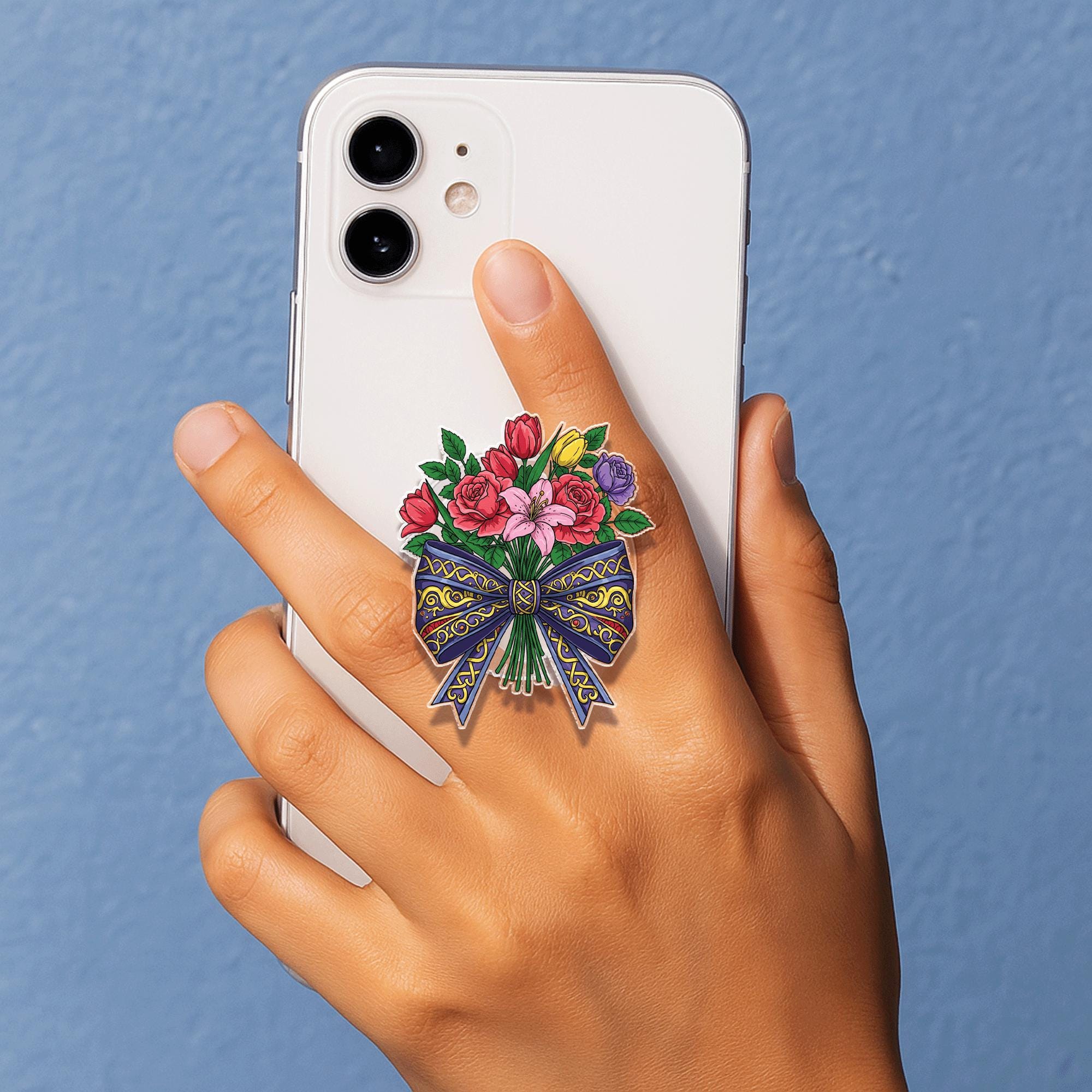 Bow Bouquet Flower Phone Grip – Floral Pop Socket, Cute Phone Accessory, Flower Lover Gift, Mother's Day Gift Idea