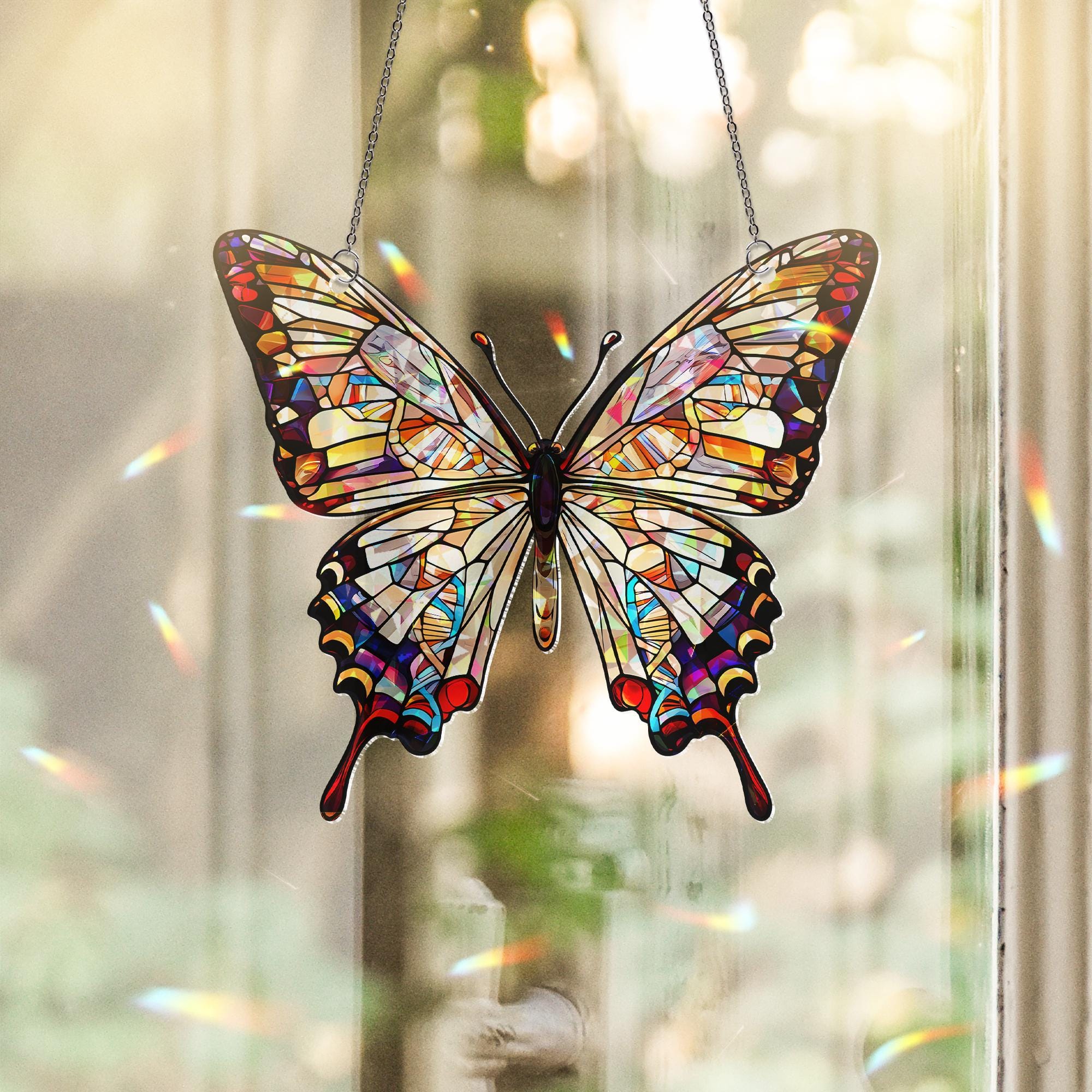 Butterfly Acrylic Window Hanging – Nature-Inspired Suncatcher, Animal Lover Gift, Boho Window Decor, Garden Lover Gift