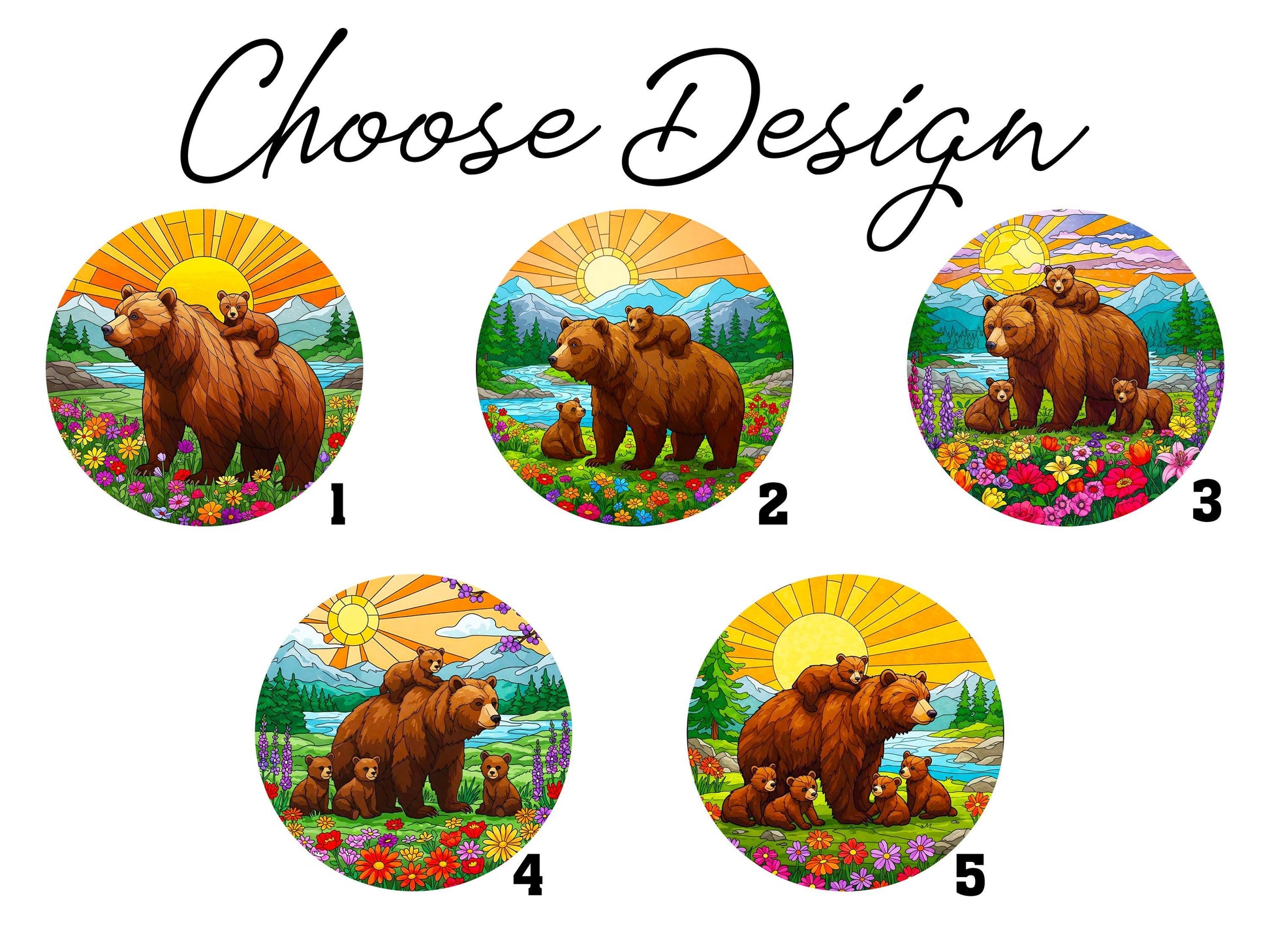 Personalized Mama Bear with Cub Names Glass Suncatcher Window Hanging, Custom Family Gift for Mom, Nature Decor, Mother's Day Ornament