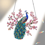 Peacock on Cherry Blossom Branch Acrylic Hologram, Iridescent Wall Art, Mother's Day Gift, Elegant Bird Decor, Nature Gift, Gift For Mom