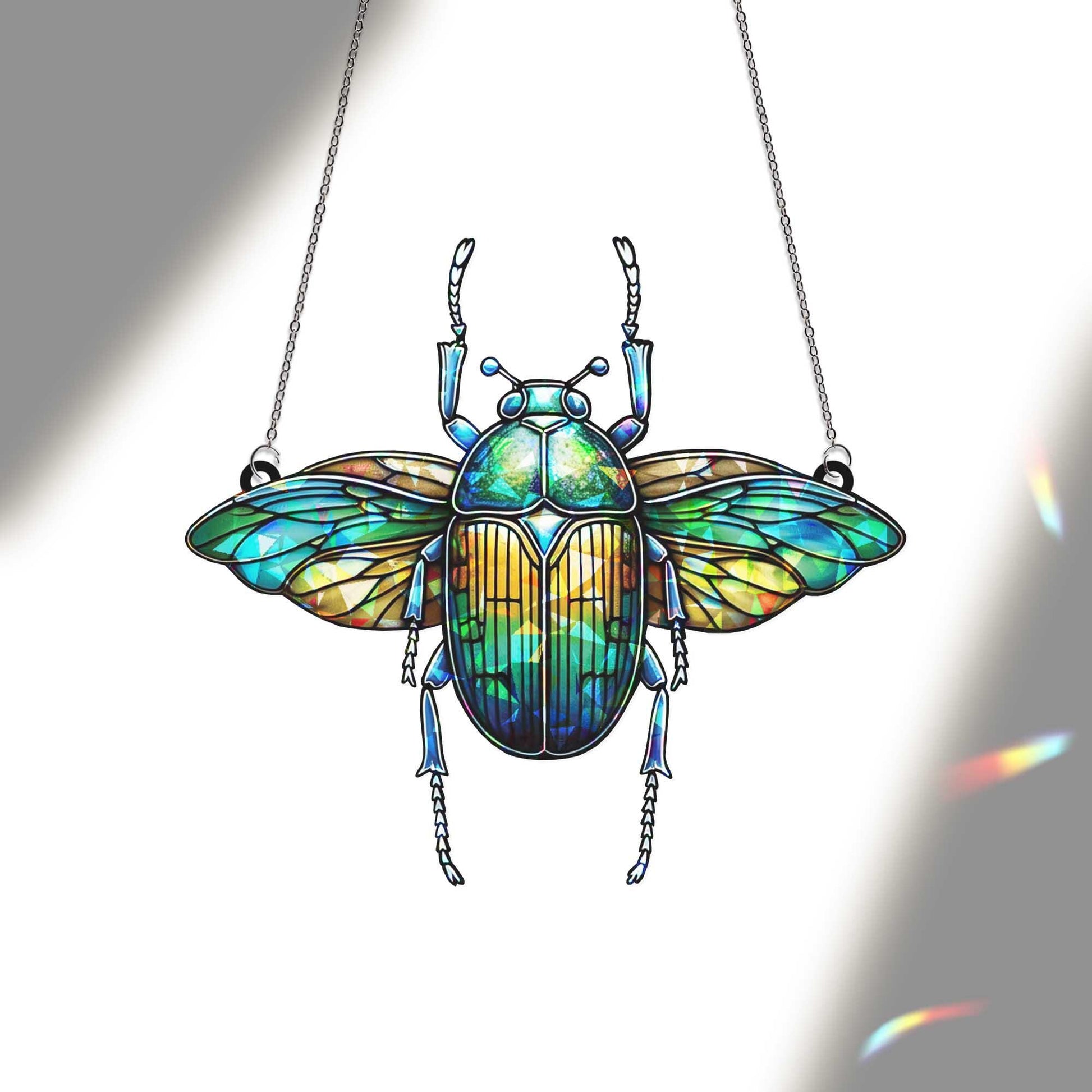 Colorful Beetle Hologram Window Hanging | Beetle Insect Suncatcher | Nature Inspired Bug Decor for Window, Home or Garden